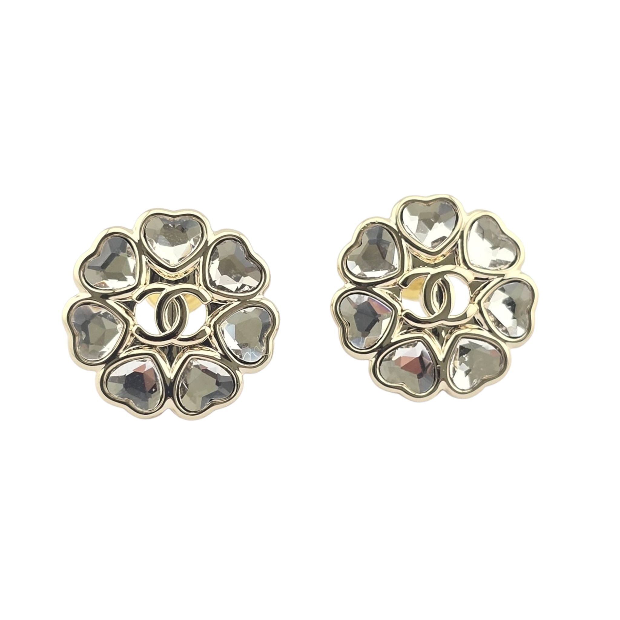 Chanel CC Crystal Floral Stud Earrings 2025