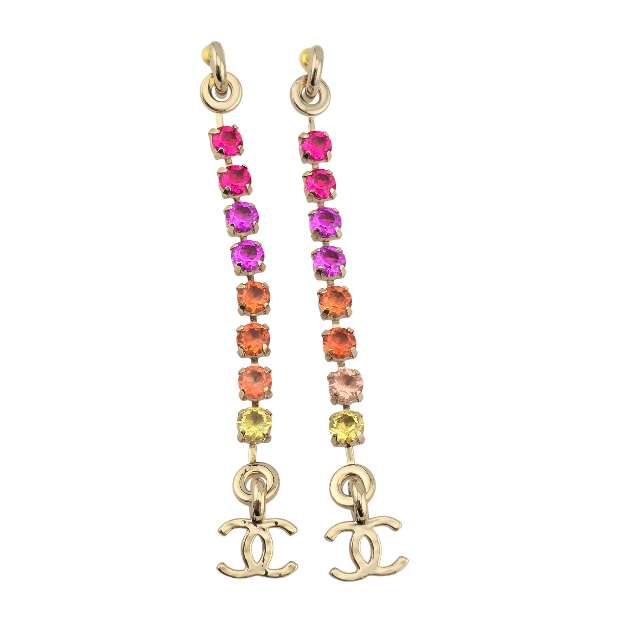 Chanel CC Rainbow Crystal Earrings A24