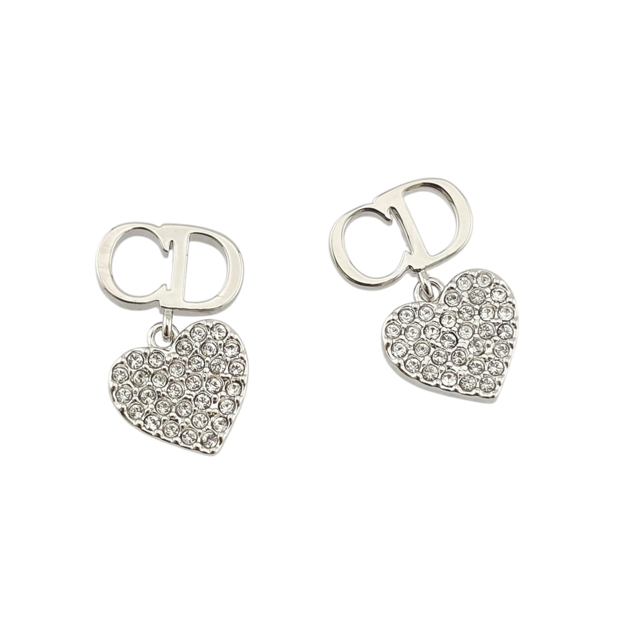 Christian Dior Clair D Lune Silver Heart Earrings