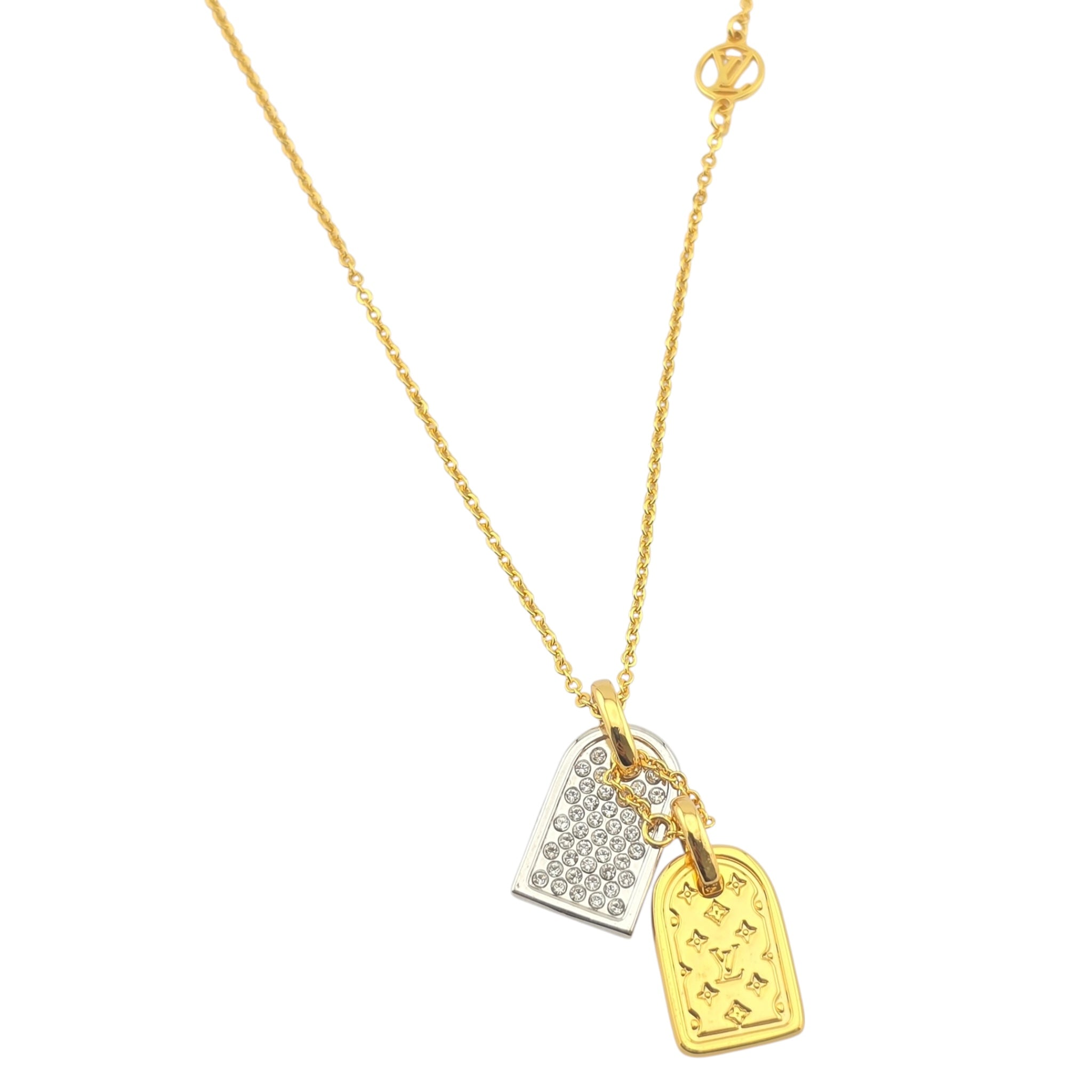 Louis Vuitton LV Nanogram Name Tag Necklace Gold