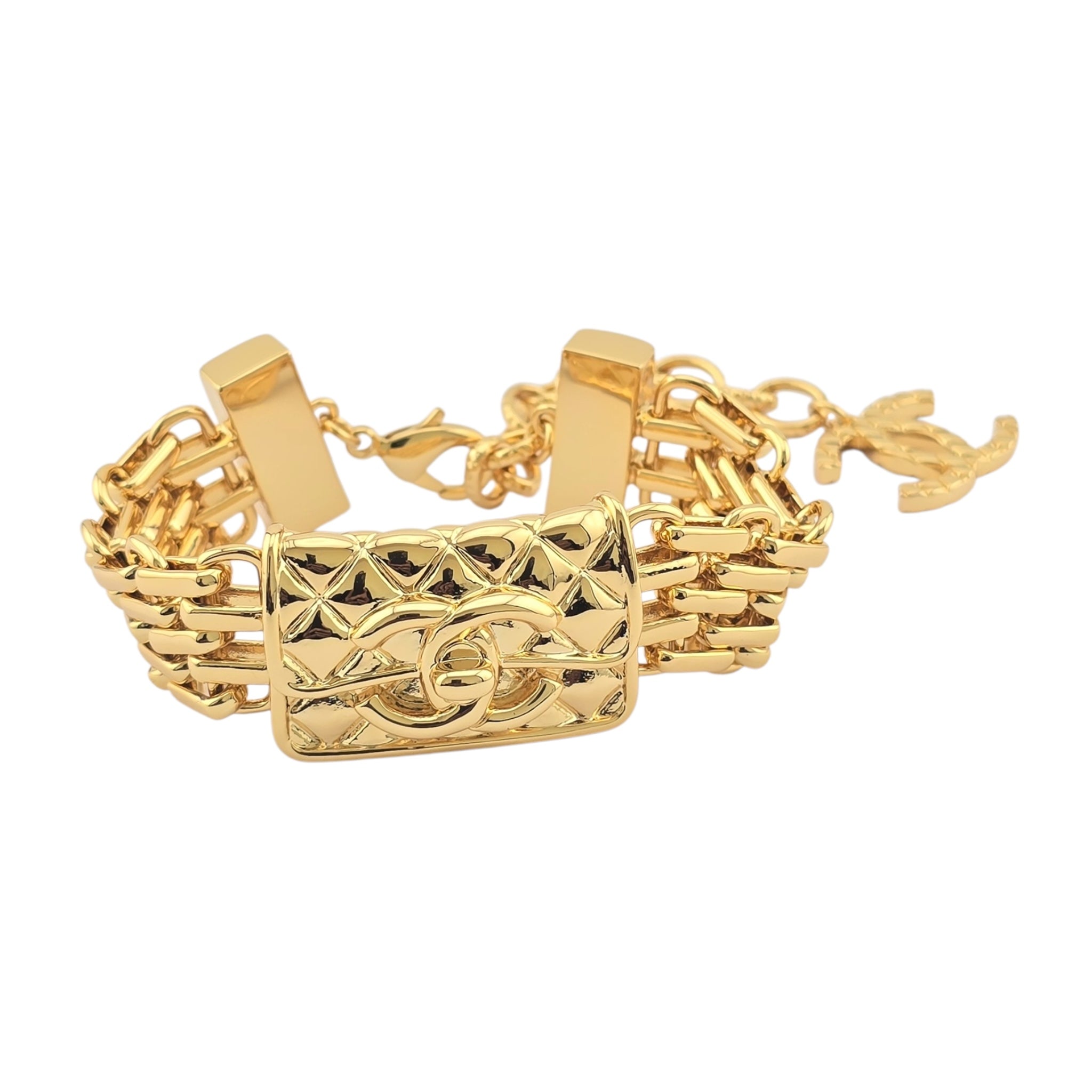 Chanel Metal CC Chain Flap Bag Bracelet Gold B23