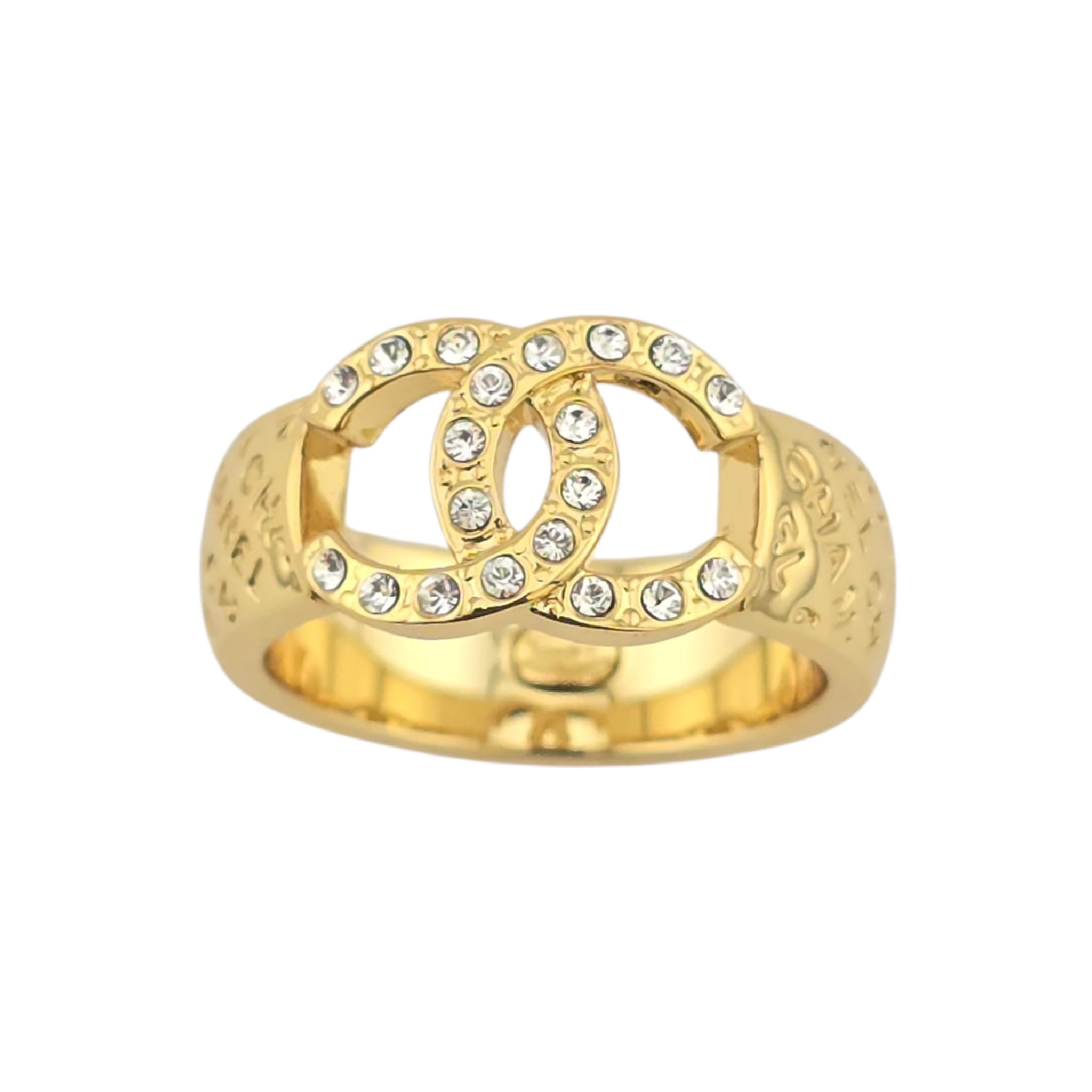 Chanel CC Gold Crystal Ring 2024