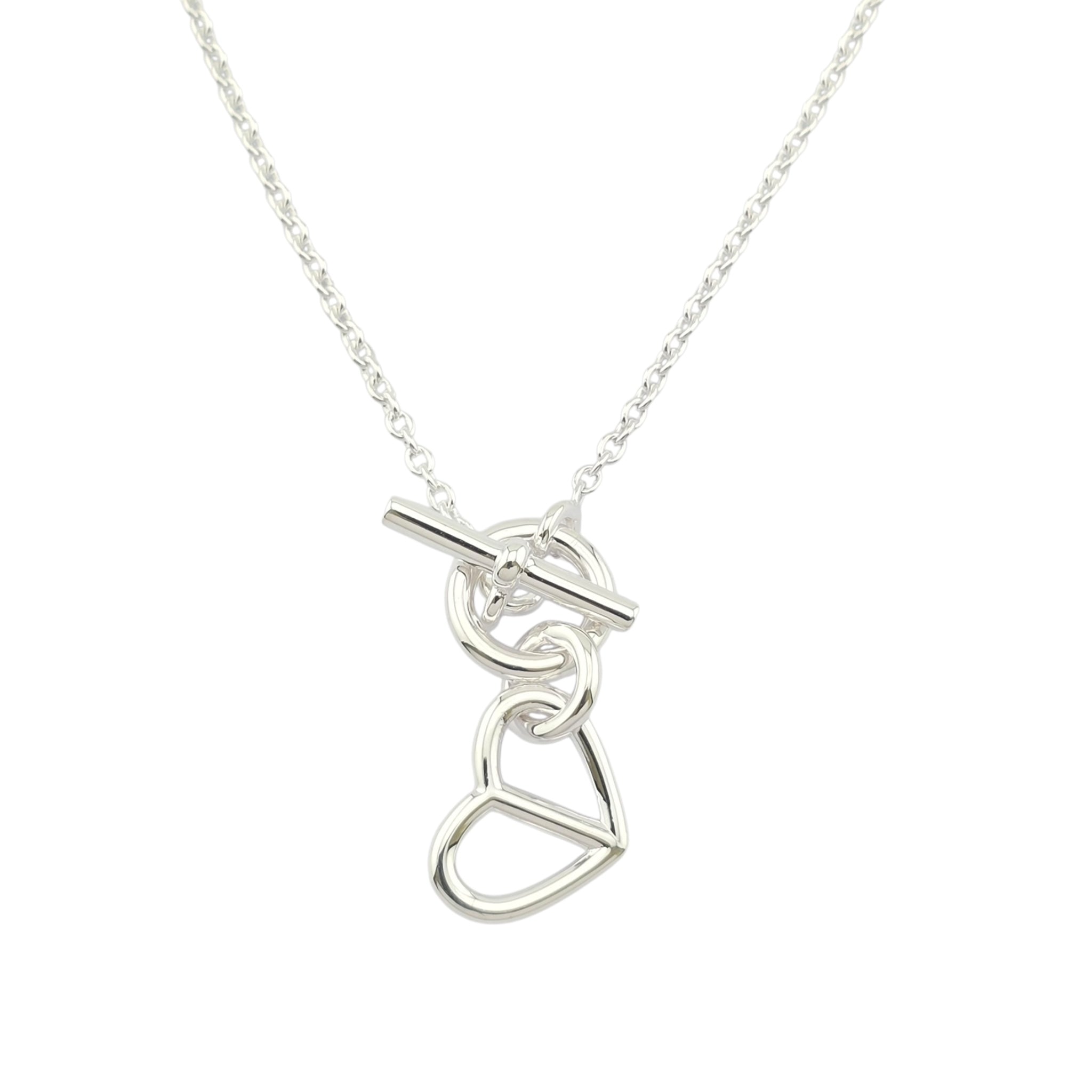Hermes Cache-Cœur Amulette Pendant Sterling Silver Necklace