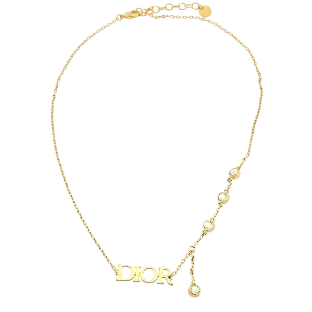 Christian Dior Dio(r)evolution Necklace Gold-Finish Metal and White Crystals DIOR