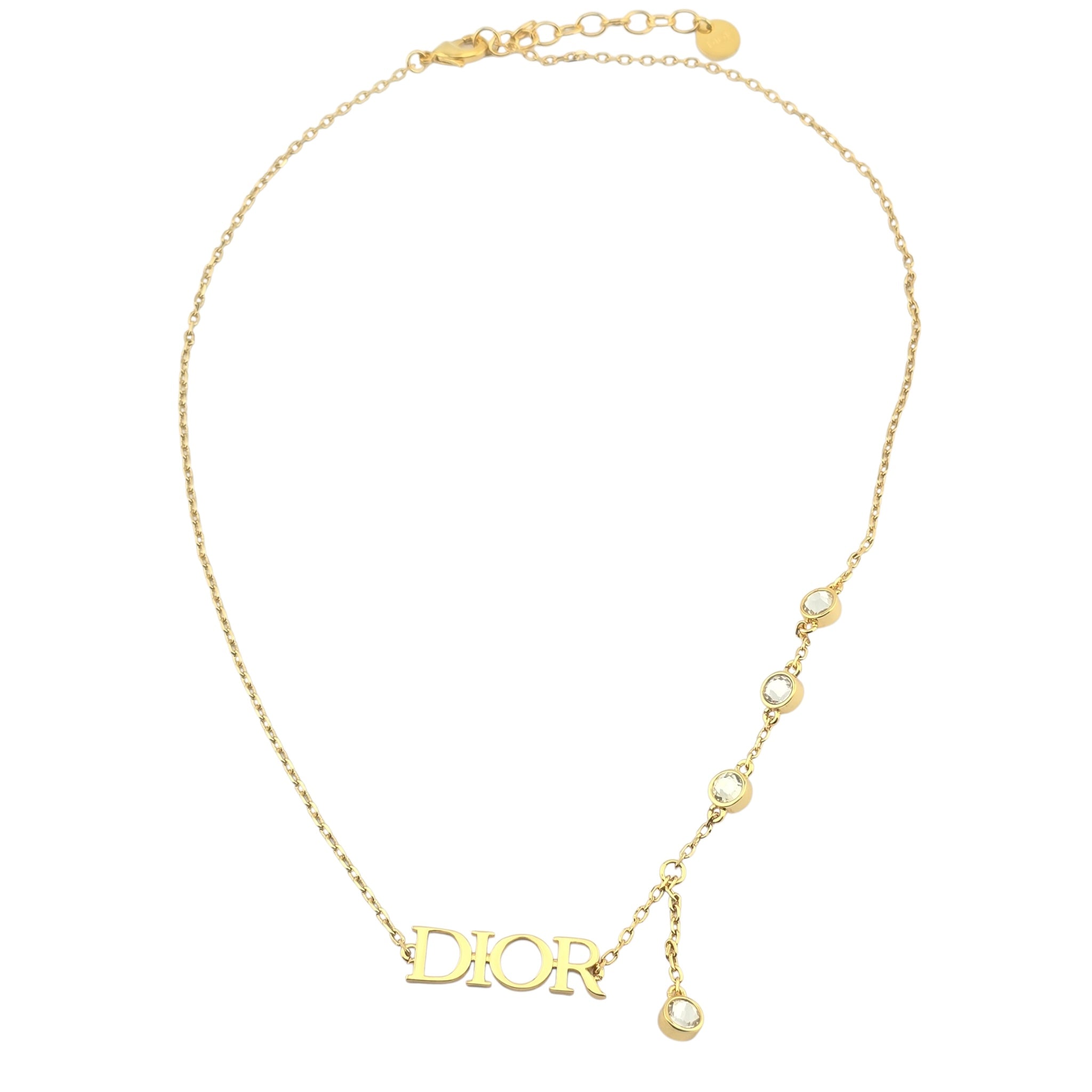 Christian Dior Dio(r)evolution Necklace Gold-Finish Metal and White Crystals DIOR