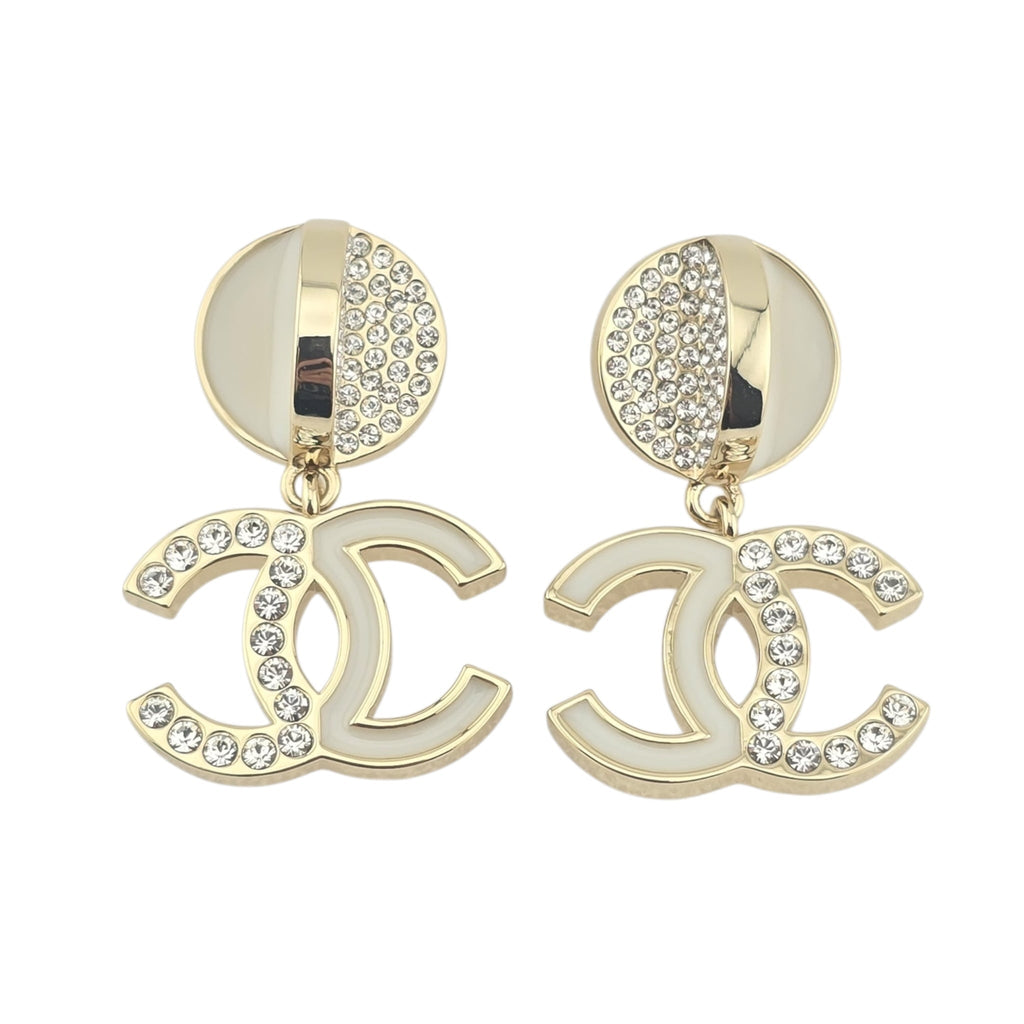Chanel CC Drop Gold Crystals Earrings 2024 CHANEL