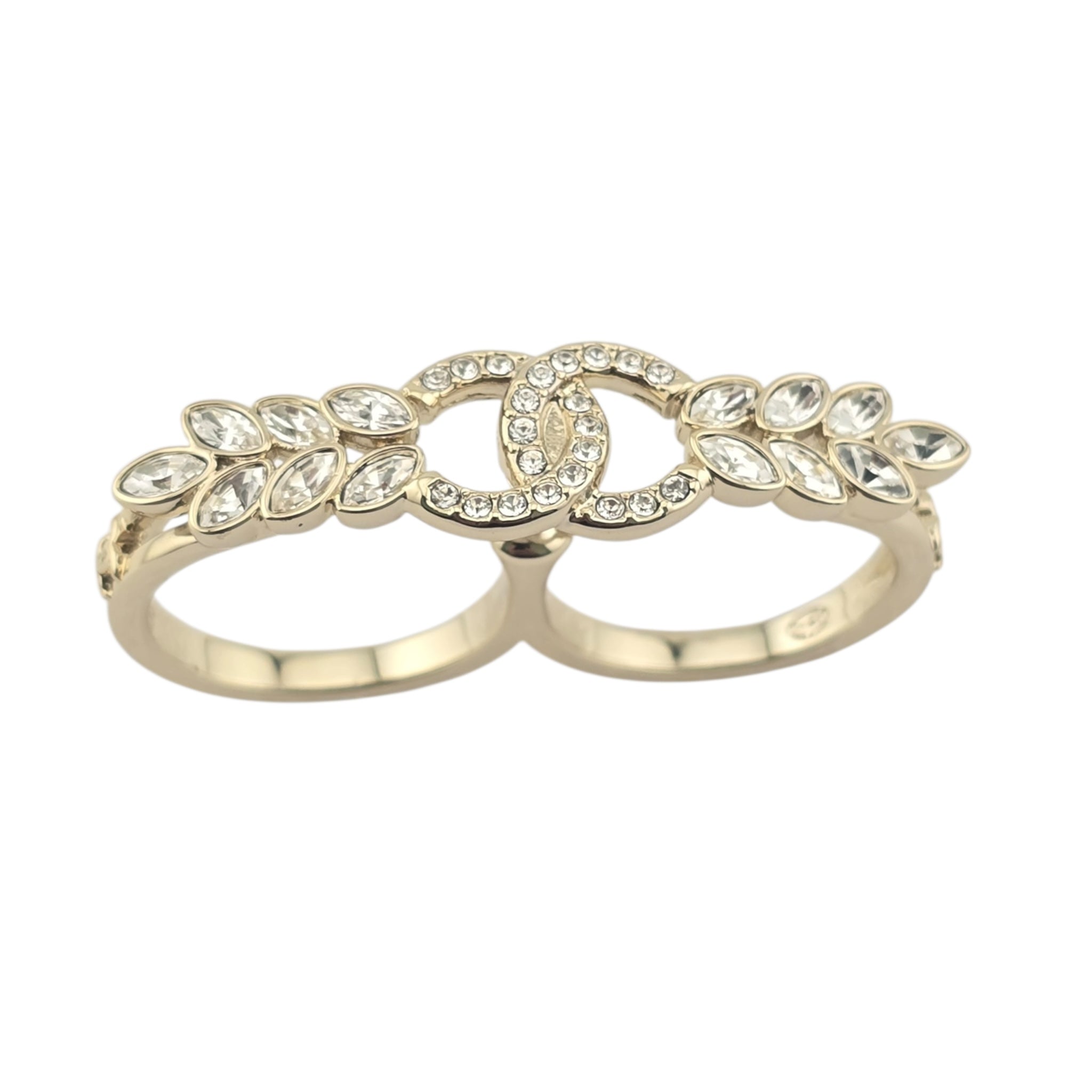 Chanel CC Gold Crystal Floral Ring B23 CHANEL