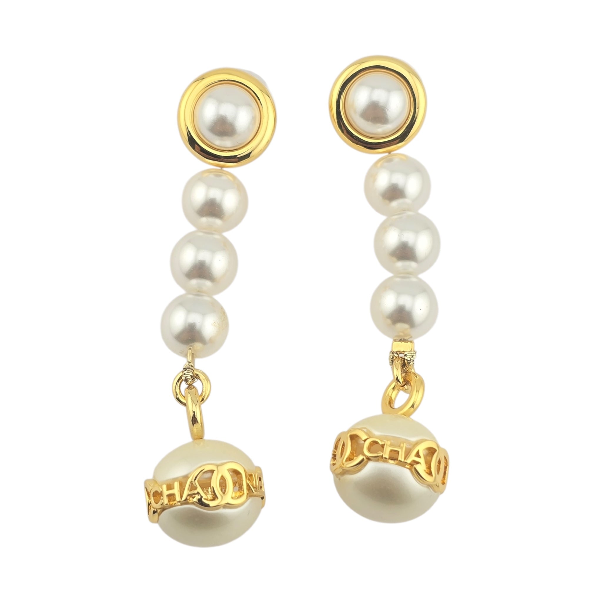 Chanel Gold Faux Pearl Dangle Earrings 2023 CHANEL