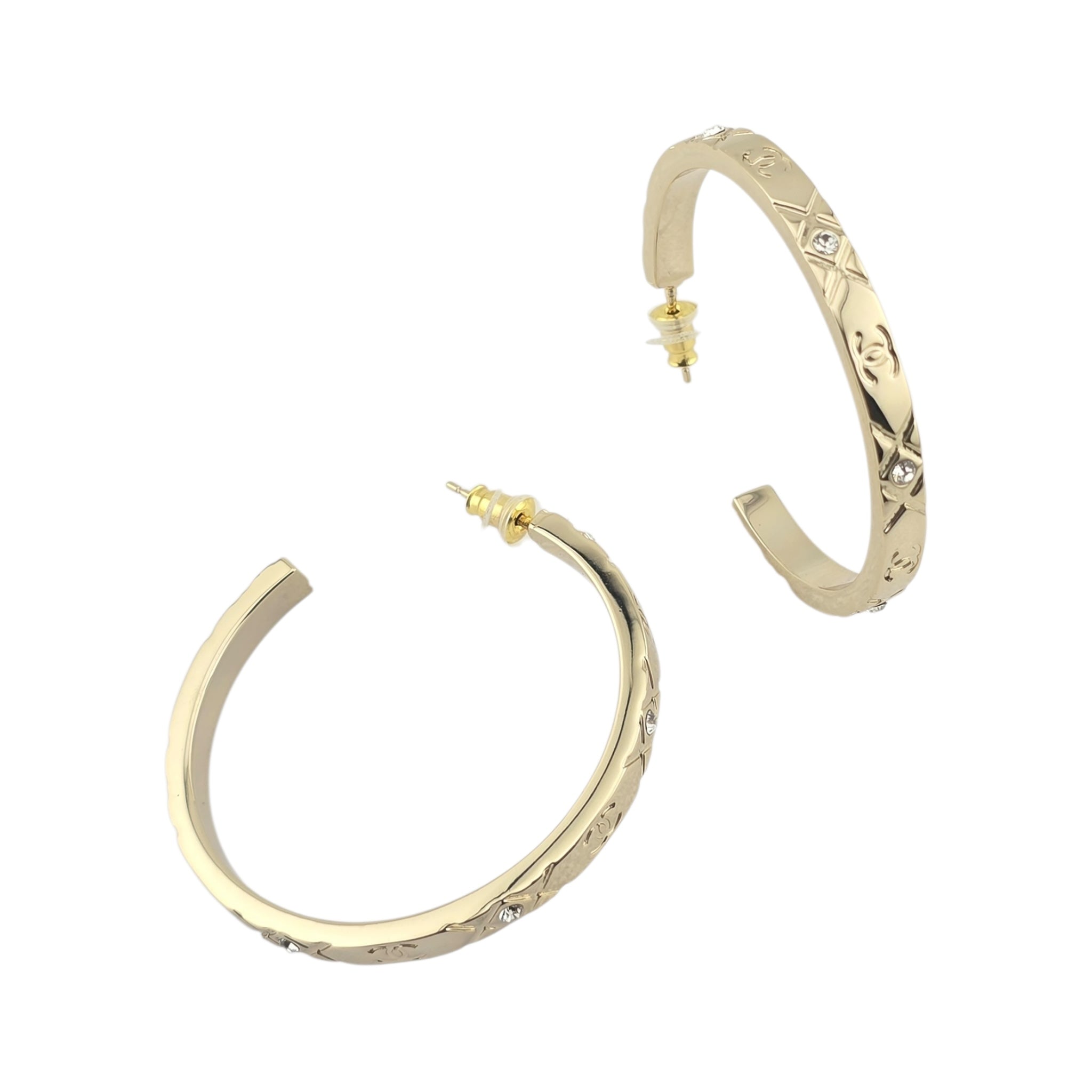 Chanel CC Gold Hoop Metal Earrings 2025 CHANEL