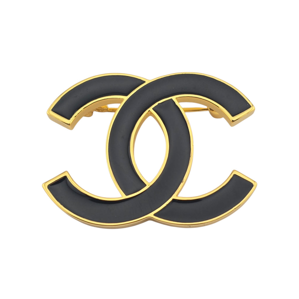 Chanel CC Gold Black Resin Brooch 2024 CHANEL
