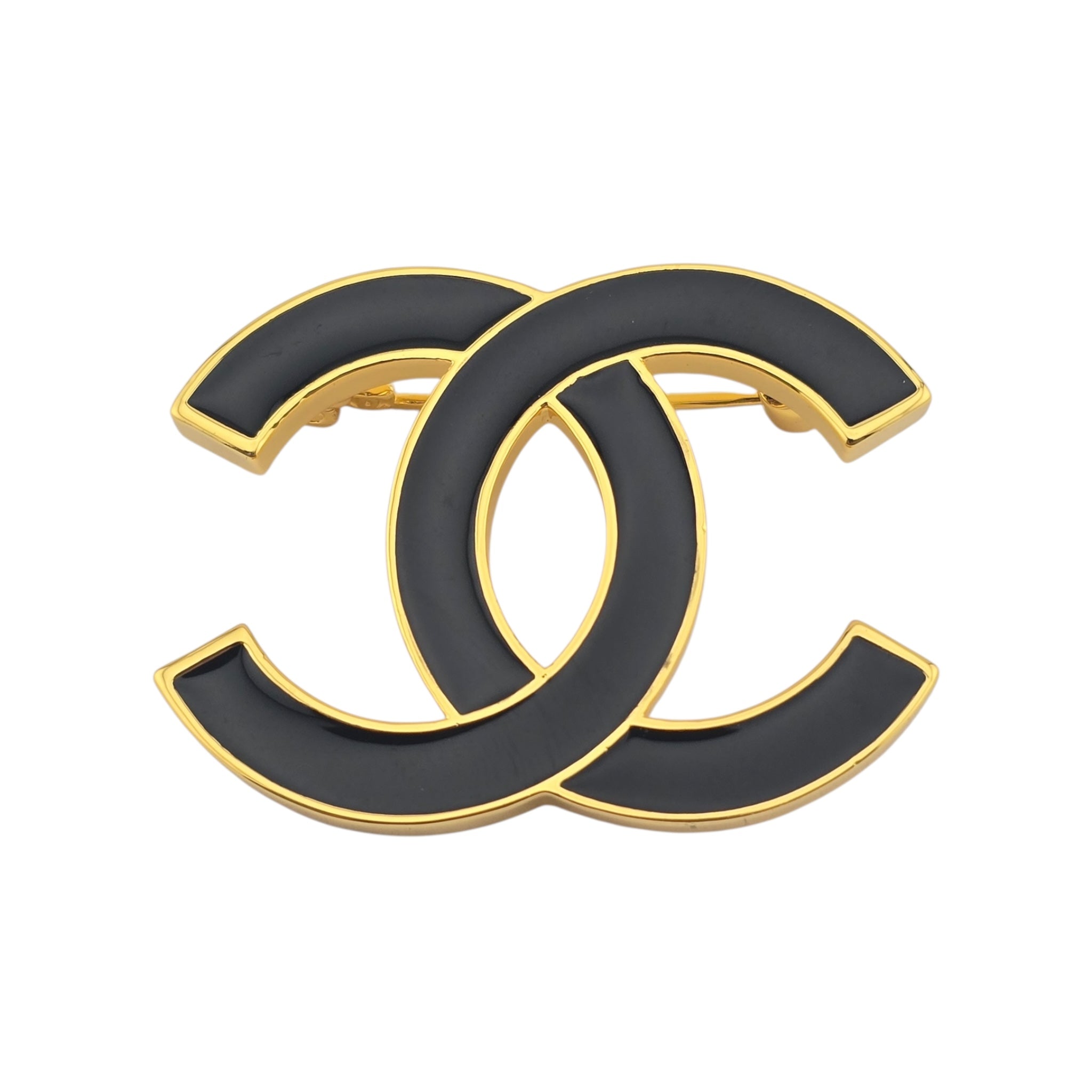 Chanel CC Gold Black Resin Brooch 2024 CHANEL