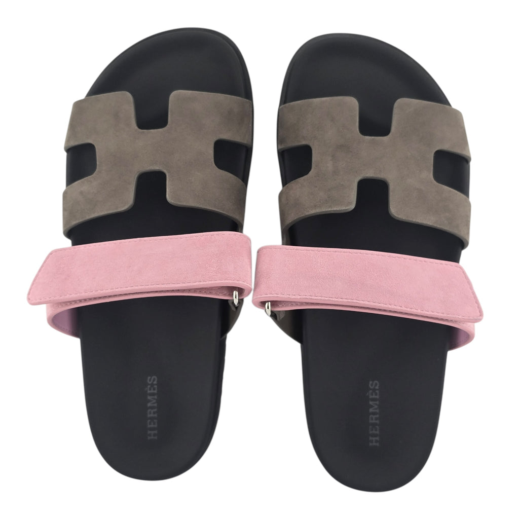 Hermes Chypre Suede Sandal Toundra / Rose 39 UK6 HERMES