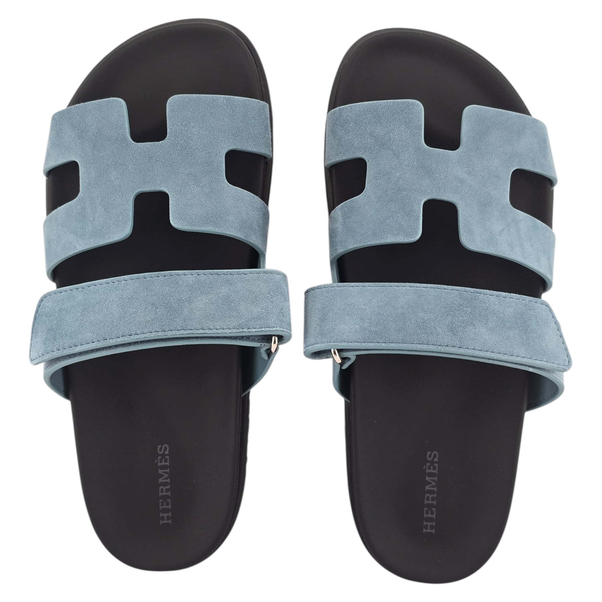 Hermes Chypre Suede Sandal Bleu Mineral 39 UK6 HERMES