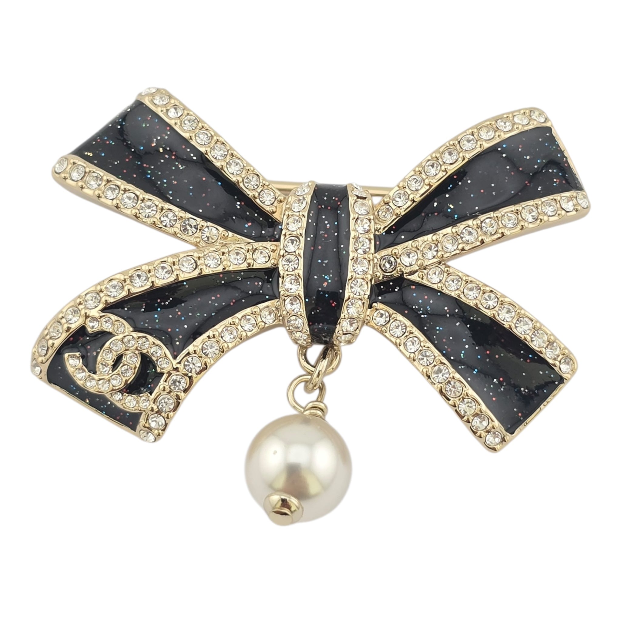 Chanel CC Gold Black Bow Brooch 2025 CHANEL