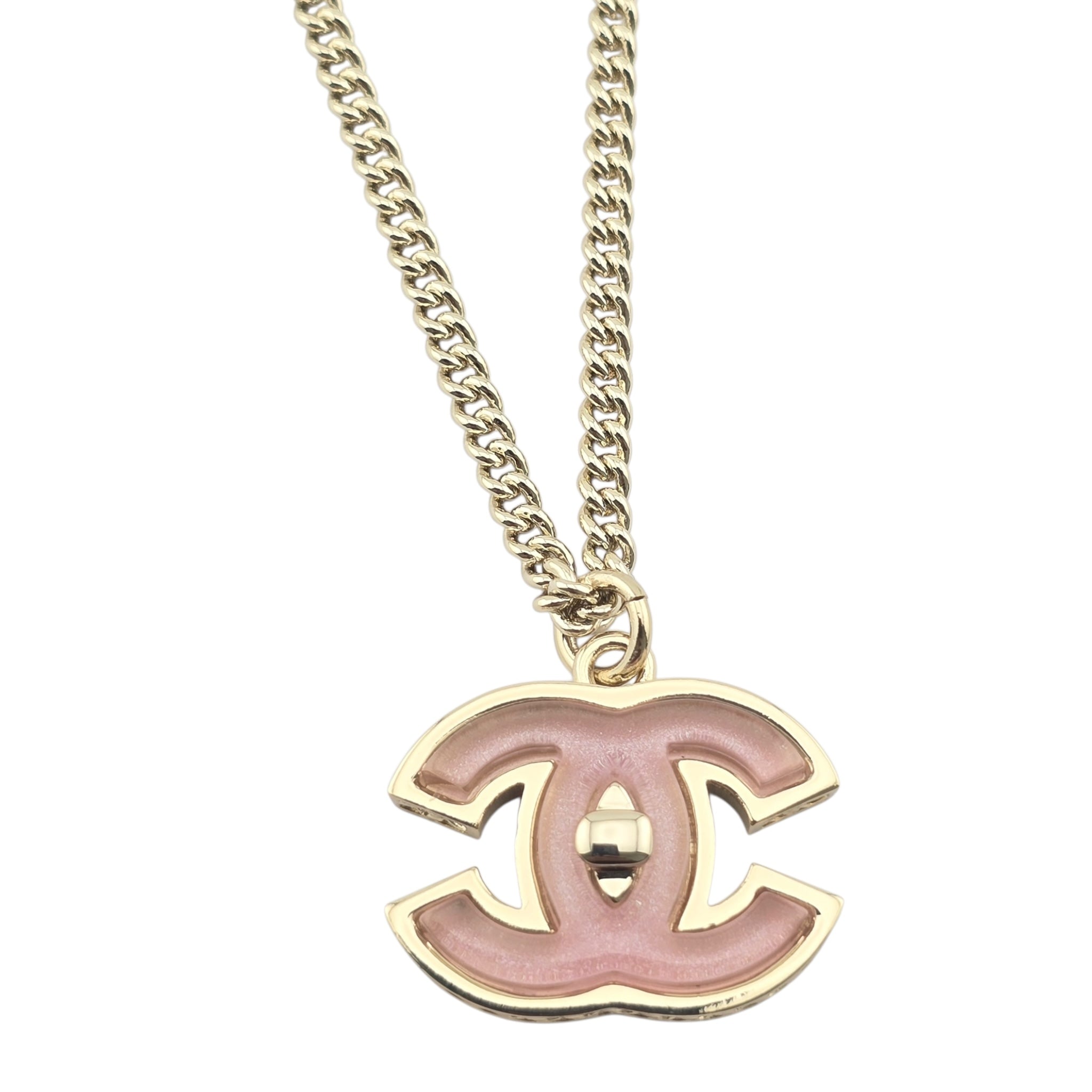 Chanel CC Gold Pink Resin Necklace 2025 CHANEL
