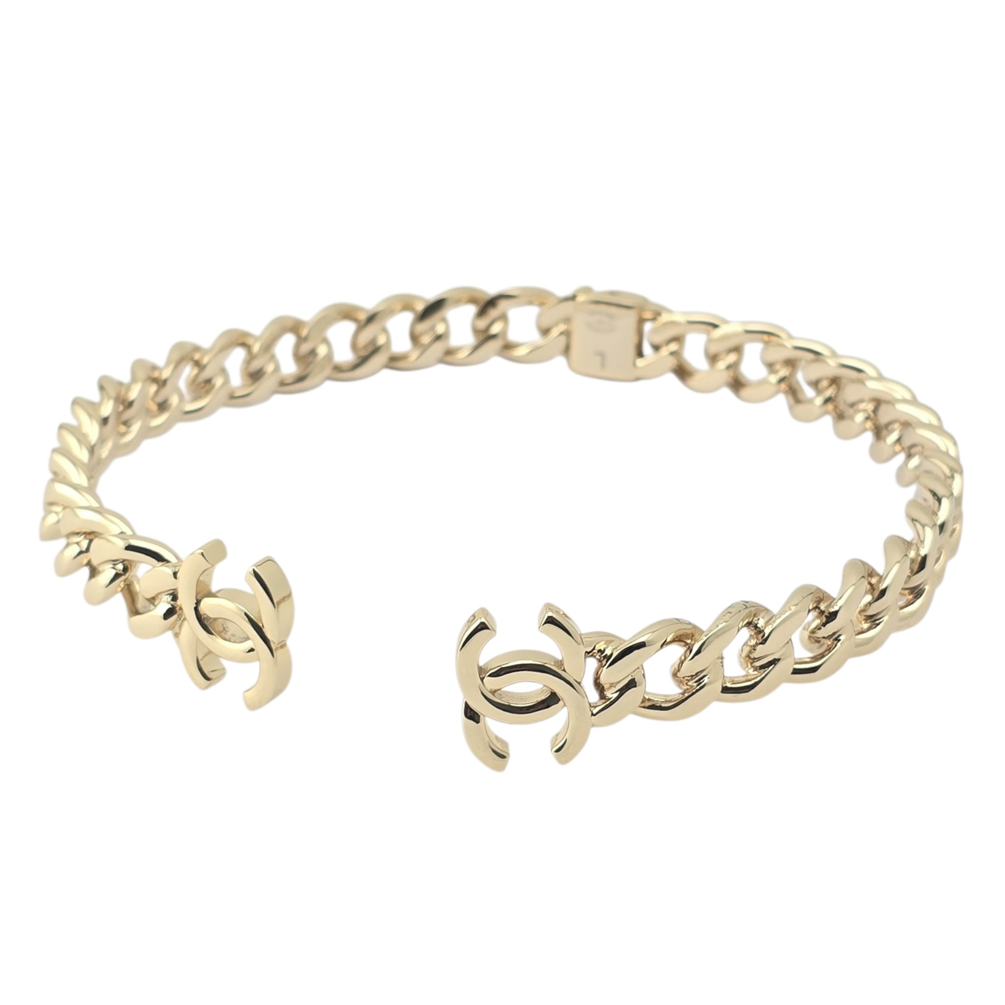 Chanel CC Metal Chain Link Choker Gold Necklace L 2022 CHANEL