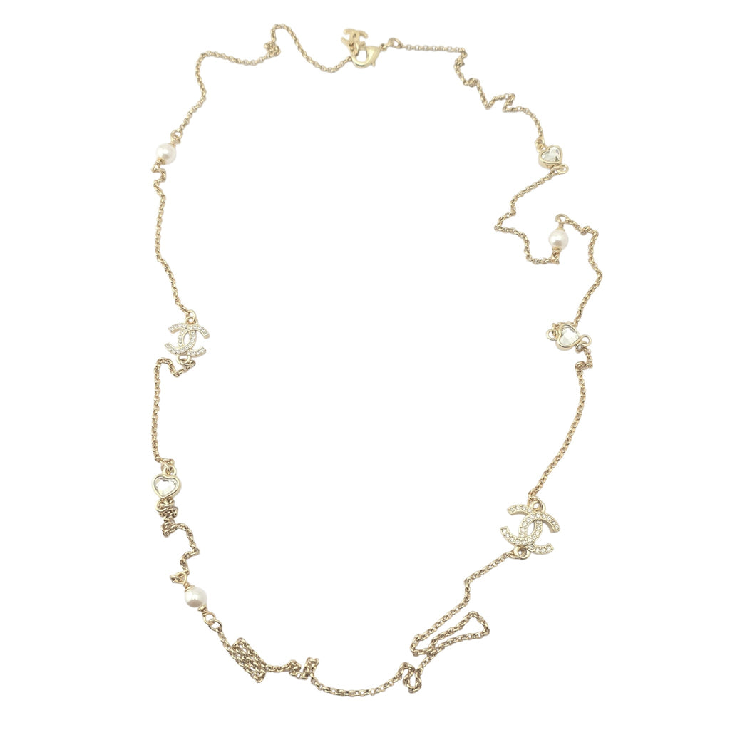 Chanel CC Charms Gold Metal Heart Long Necklace 2024 CHANEL
