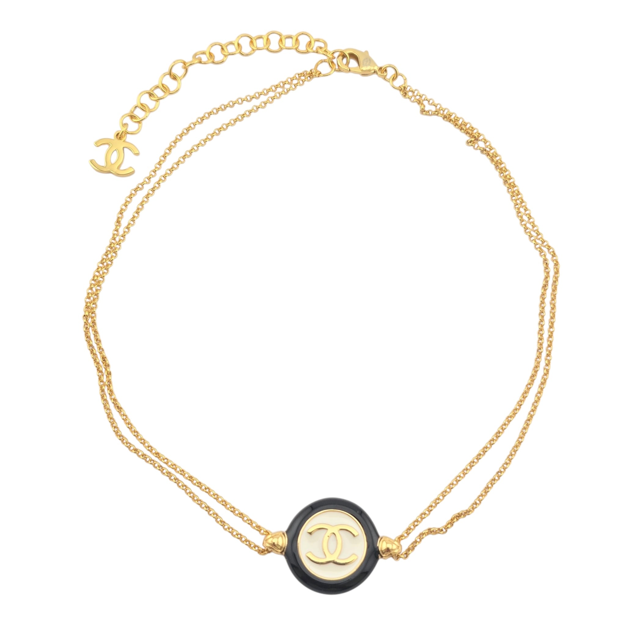 Chanel CC Round Enamel Pendant Choker Necklace 2024 CHANEL