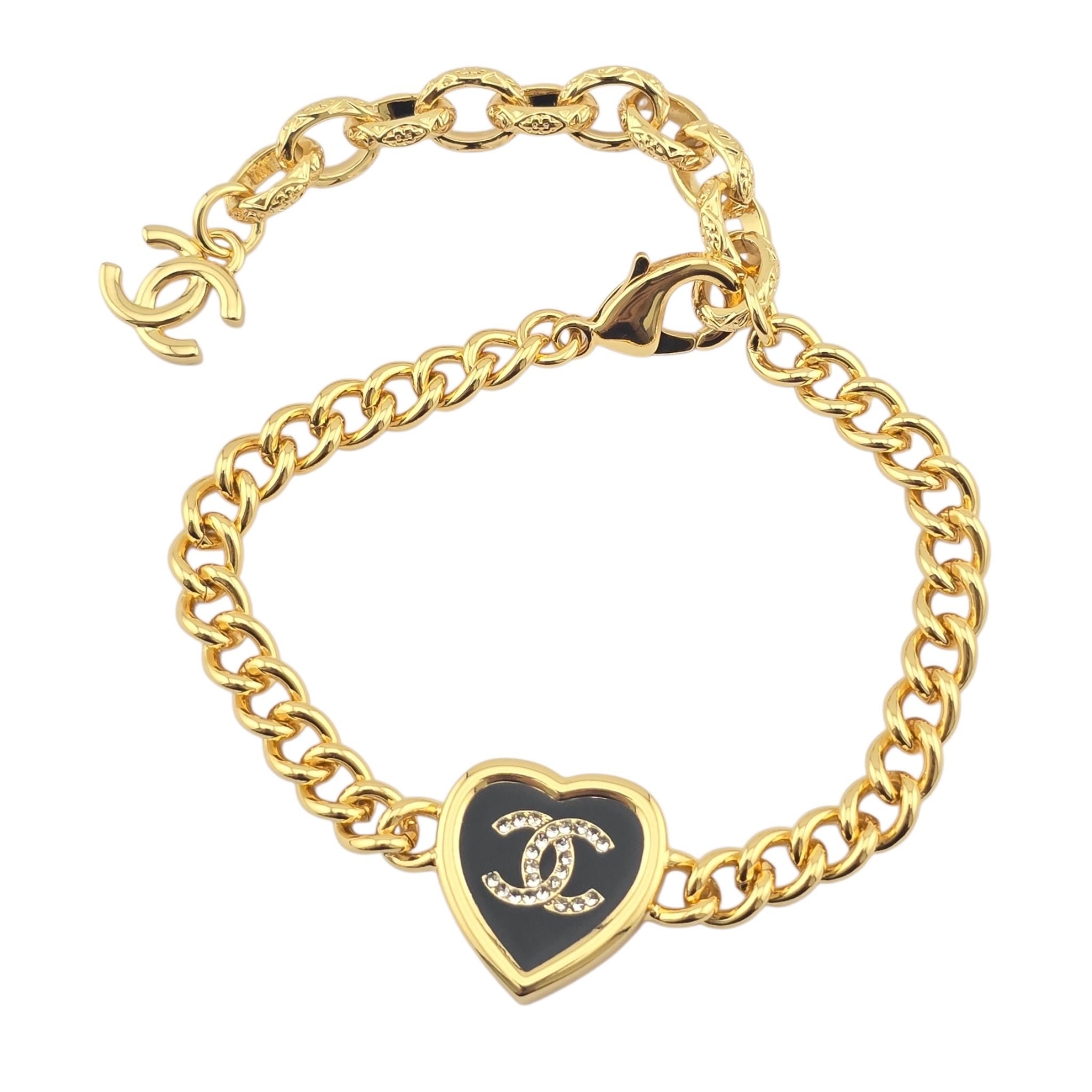 Chanel CC Gold Black Heart Pendant Bracelet 2025 CHANEL