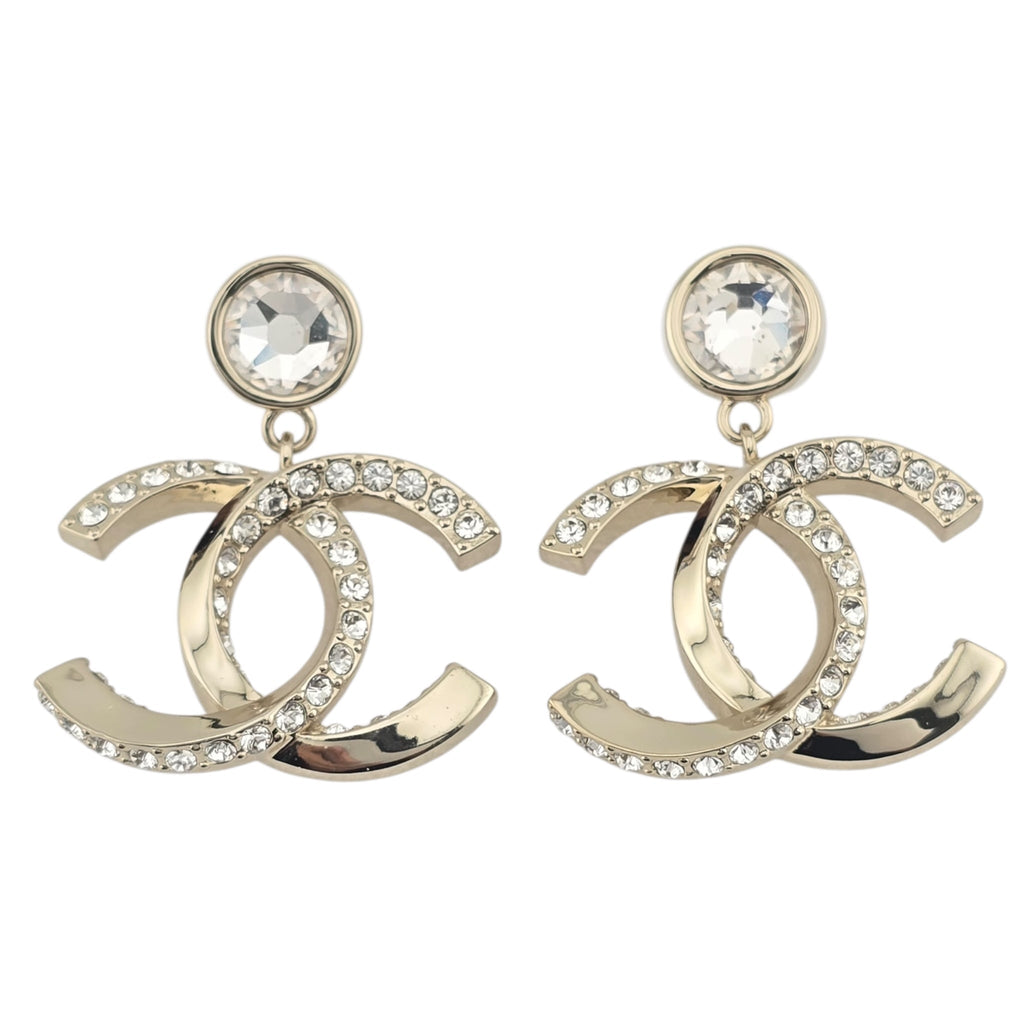 Chanel CC Gold Crystal Earrings 2023 CHANEL