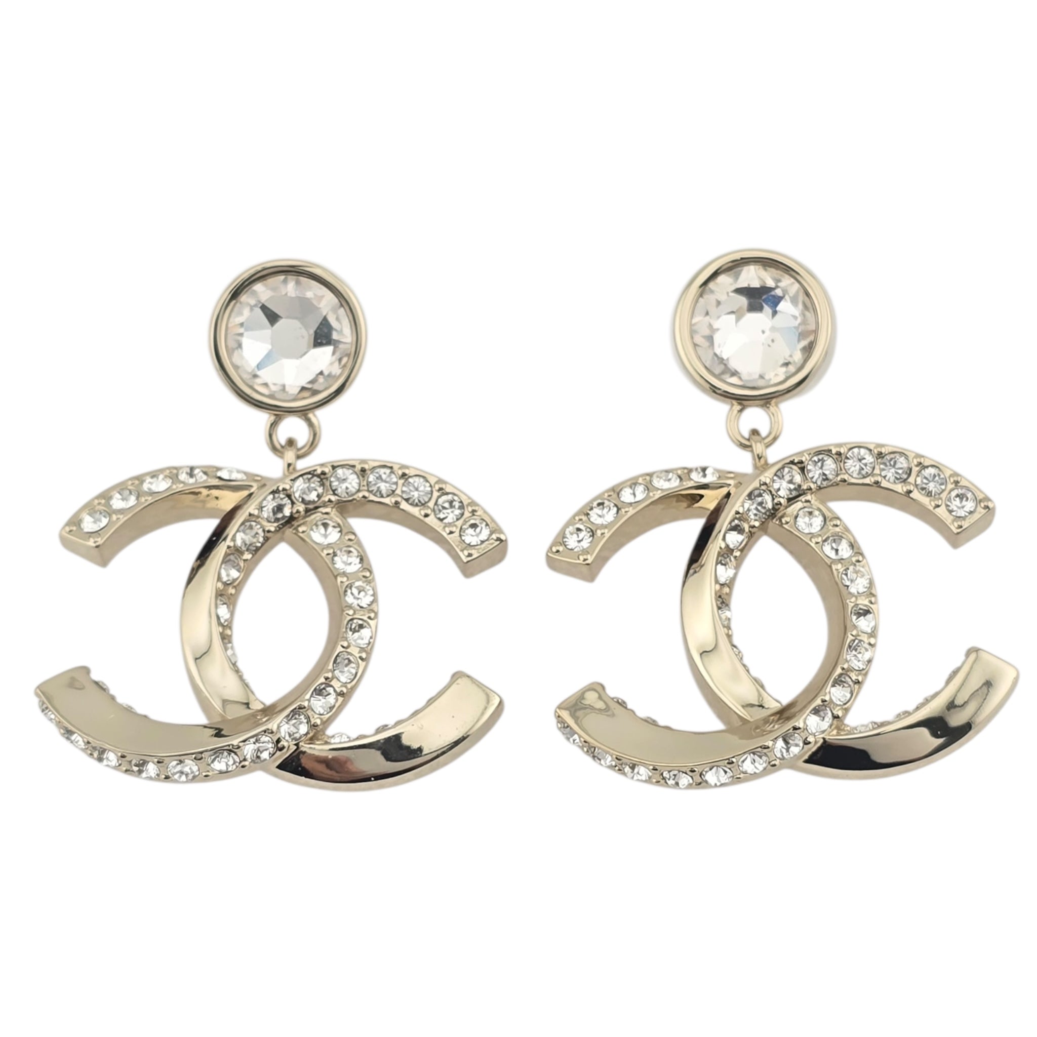 Chanel CC Gold Crystal Earrings 2023 CHANEL