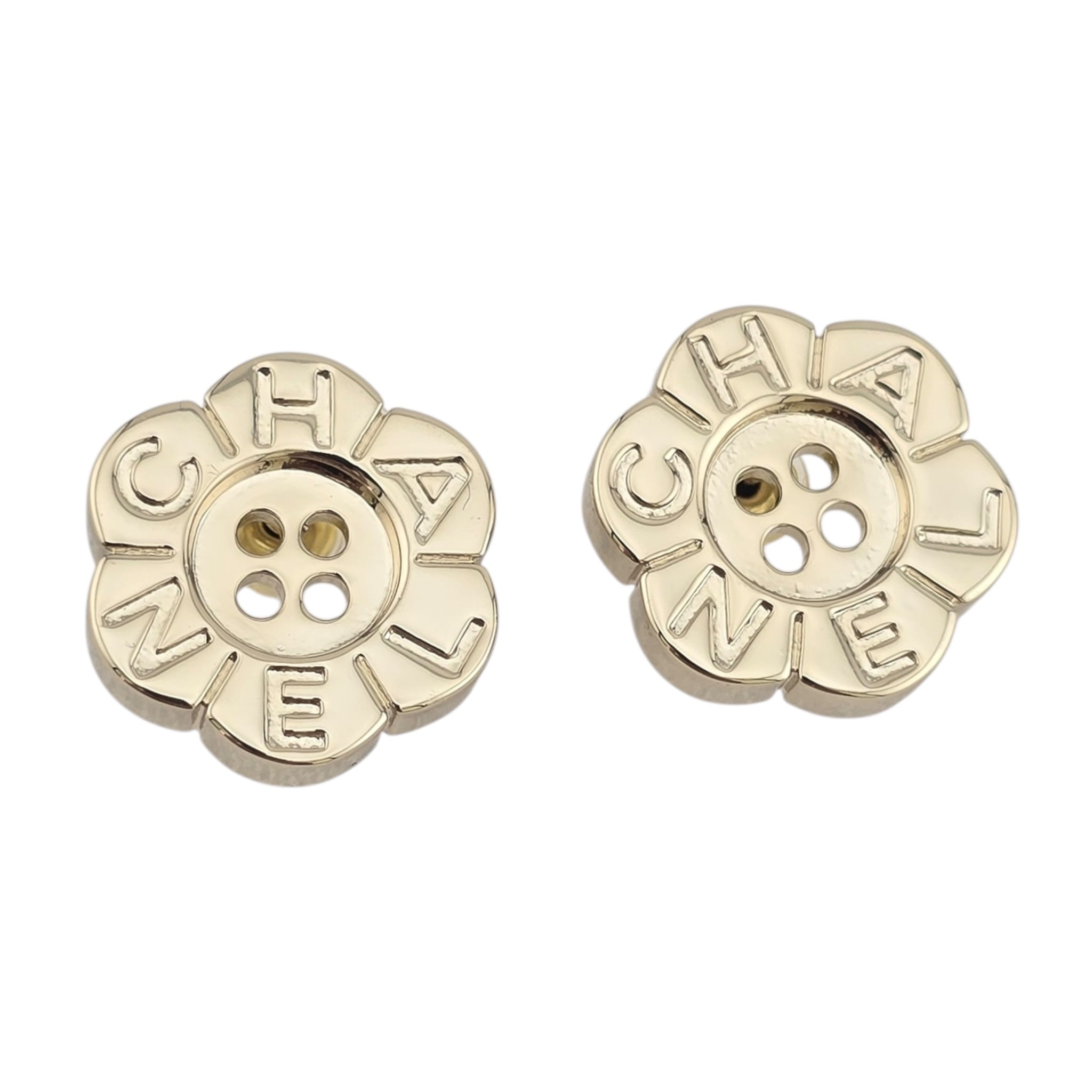 Chanel Logo Button Gold Earrings 2025 CHANEL
