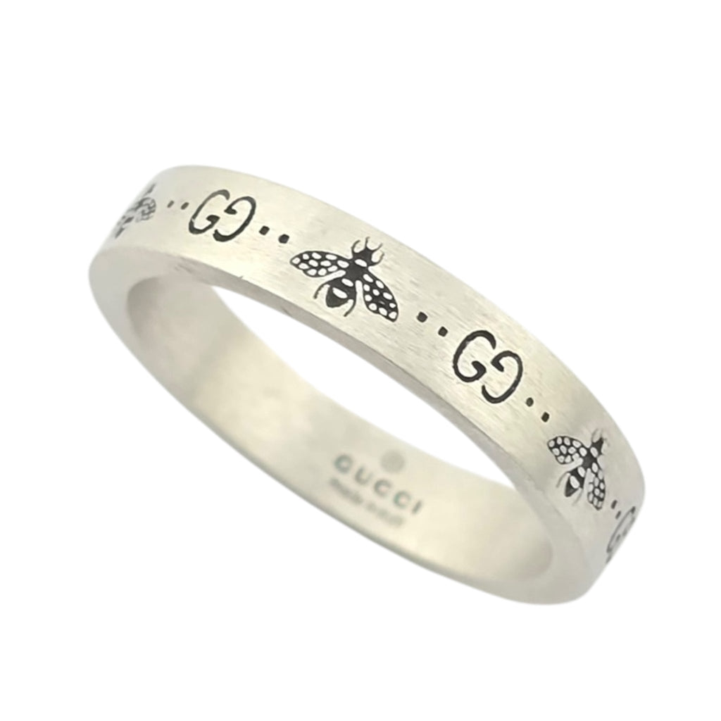 GUCCI GG Bee Motif Sterling Silver Ring GUCCI