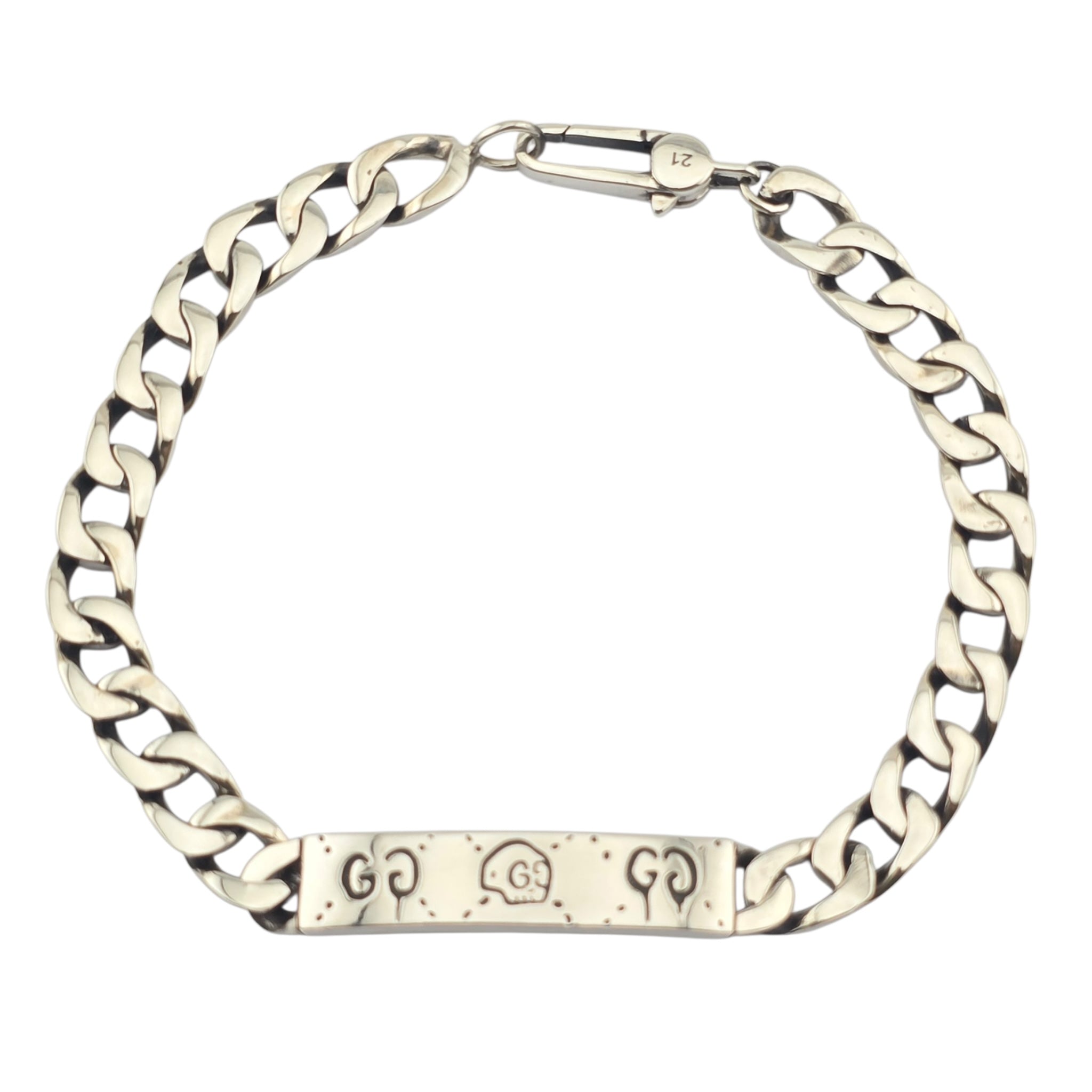 GUCCI Sterling Silver Ghost Bar Plate Link Bracelet GUCCI