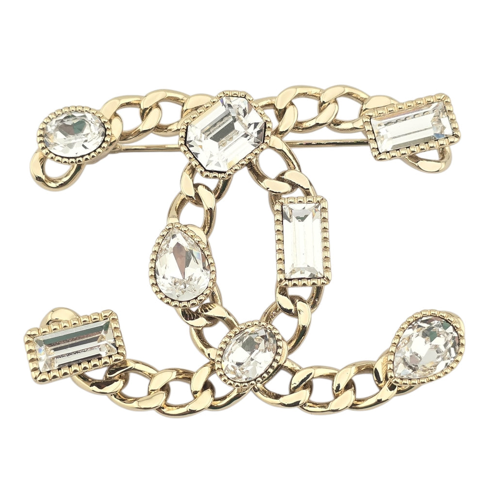 Chanel CC Gold Crystal Brooch 2024 CHANEL