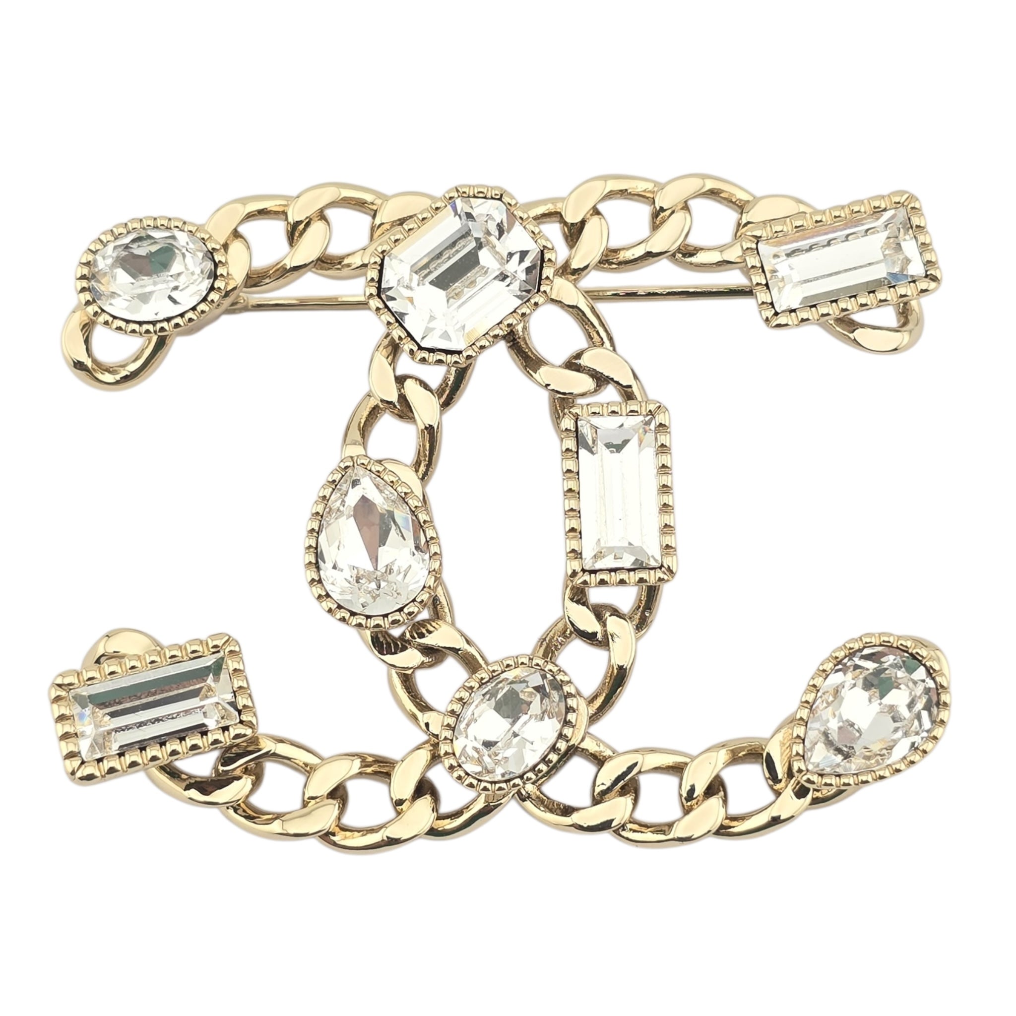 Chanel CC Gold Crystal Brooch 2024 CHANEL