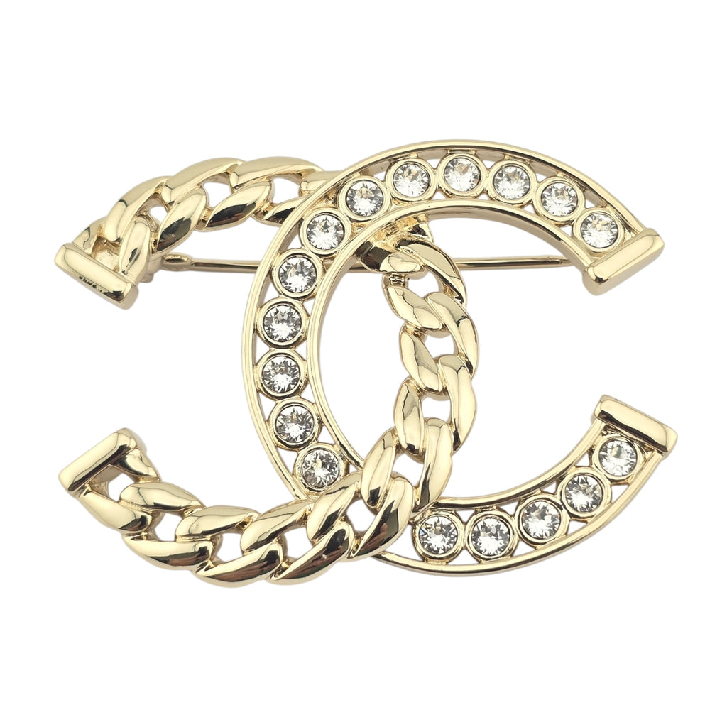 Chanel CC Gold Crystal Brooch 2024 CHANEL