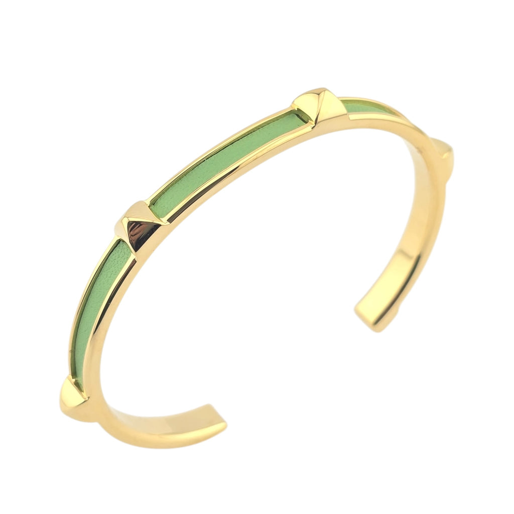 Hermes Athena Green Gold Leather Bracelet HERMES