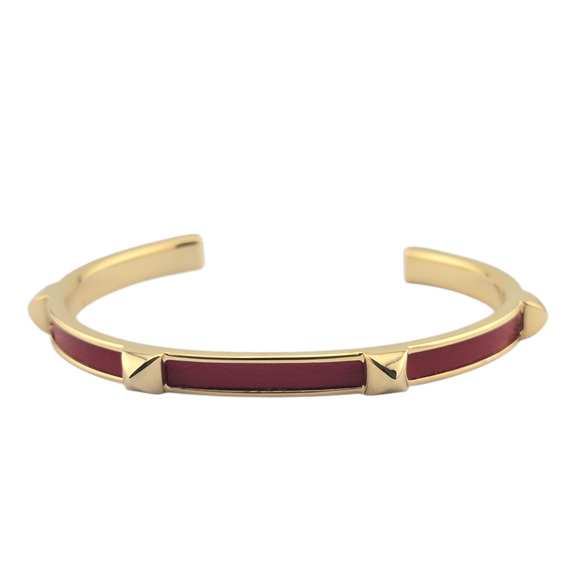 Hermes Athena Red Gold Leather Bracelet HERMES