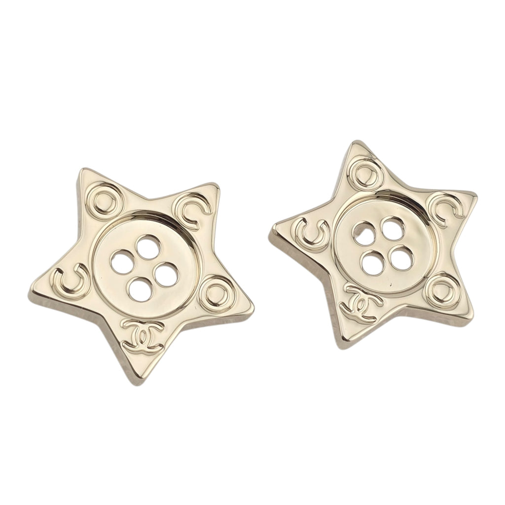 Chanel Logo Star Button Gold Earrings 2025 CHANEL