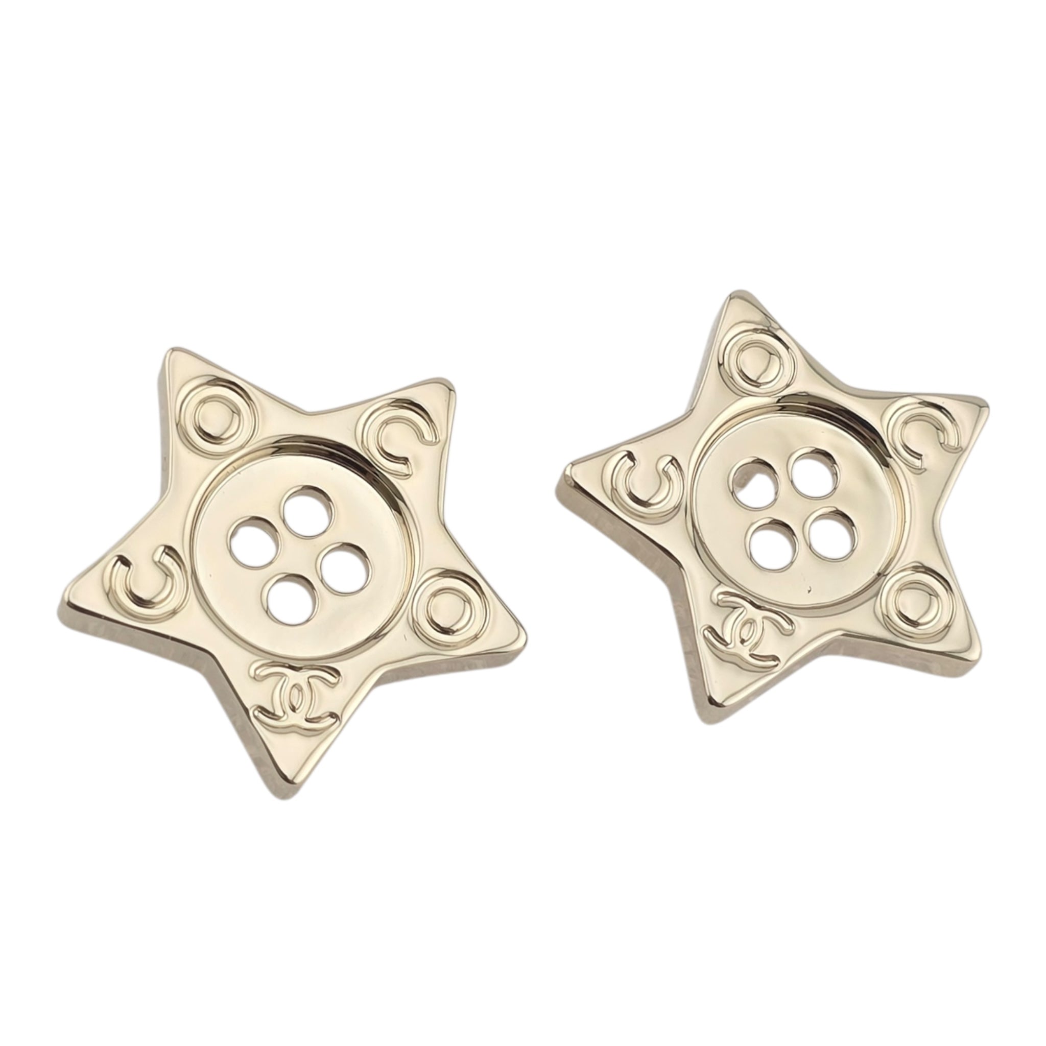 Chanel Logo Star Button Gold Earrings 2025 CHANEL