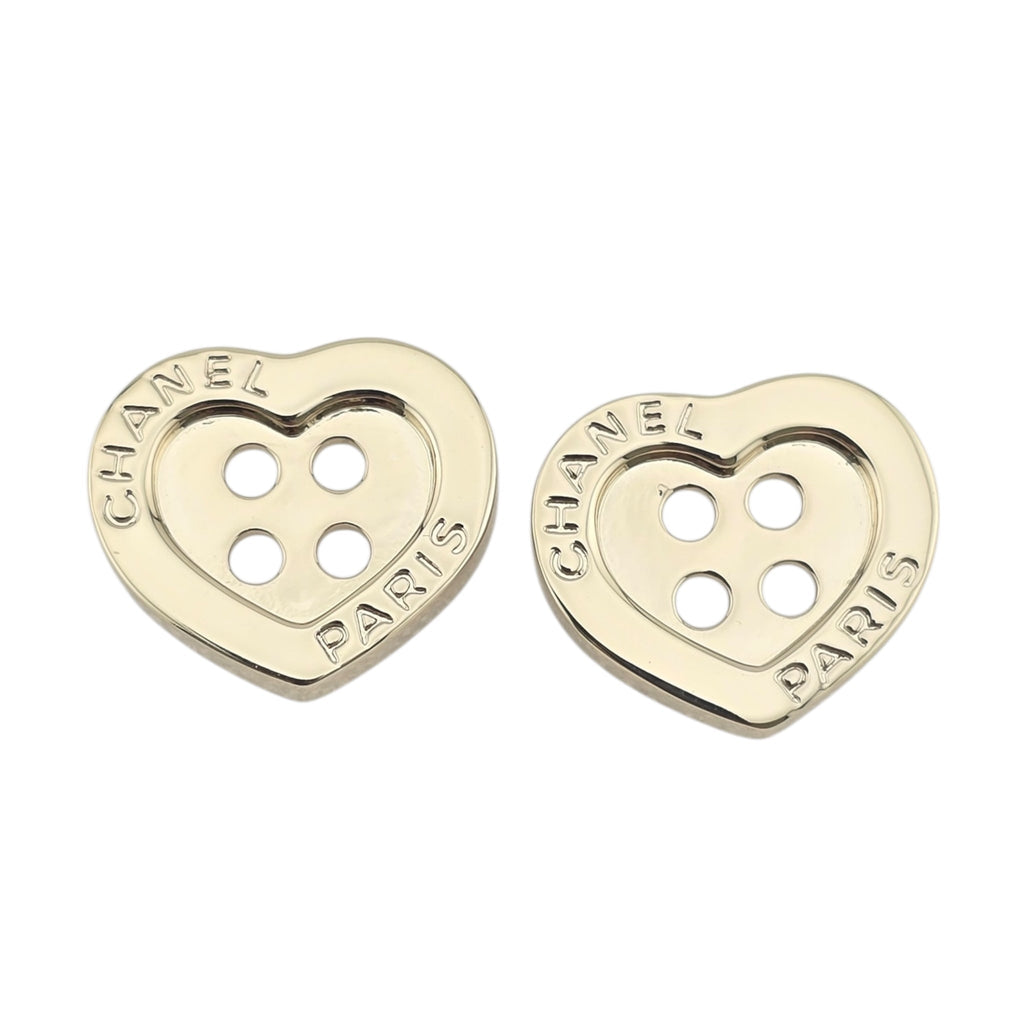 Chanel Logo Heart Button Gold Earrings 2025 CHANEL