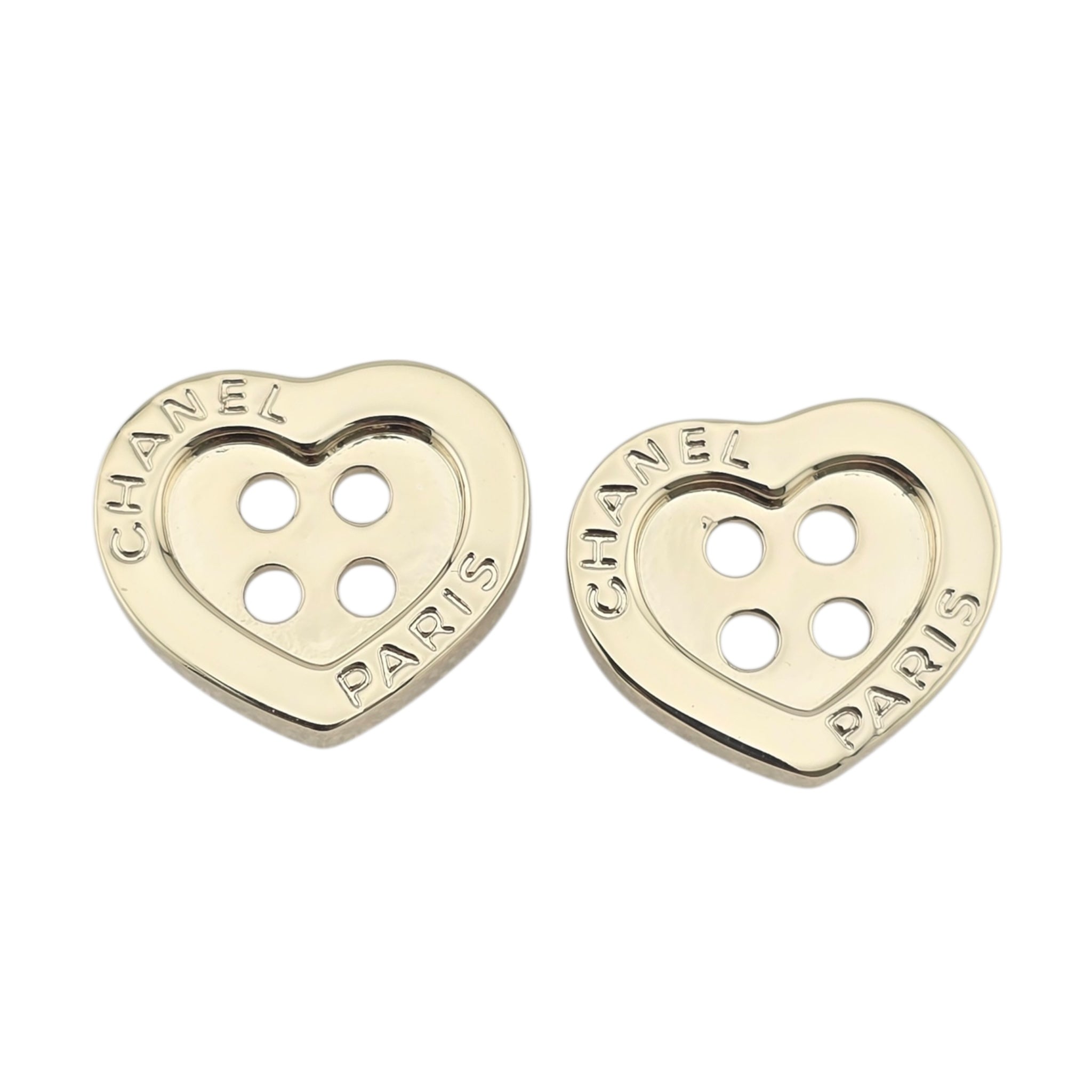 Chanel Logo Heart Button Gold Earrings 2025 CHANEL