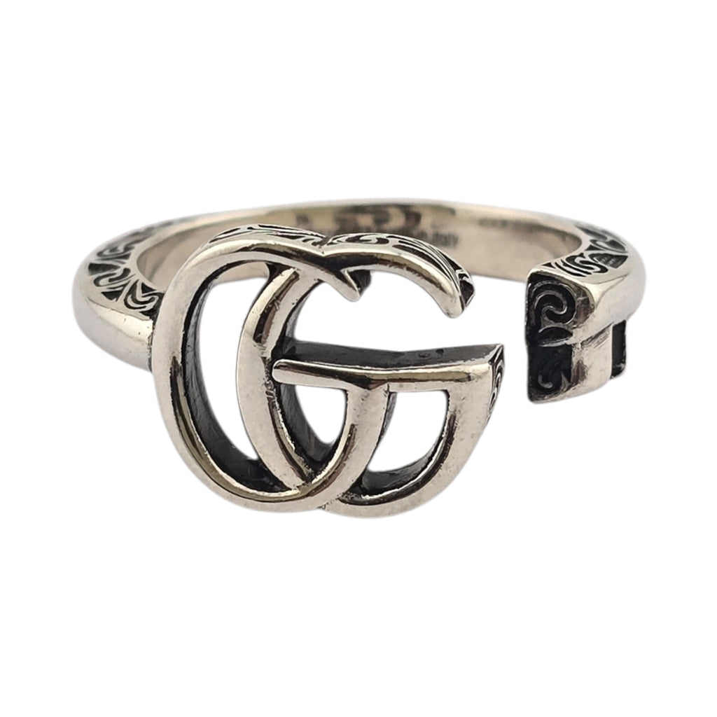 GUCCI GG Marmont Key Motif Silver Ring GUCCI