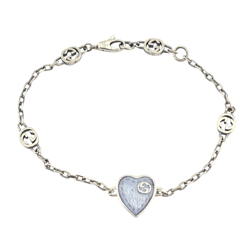 GUCCI Heart Interlocking G Silver Bracelet GUCCI