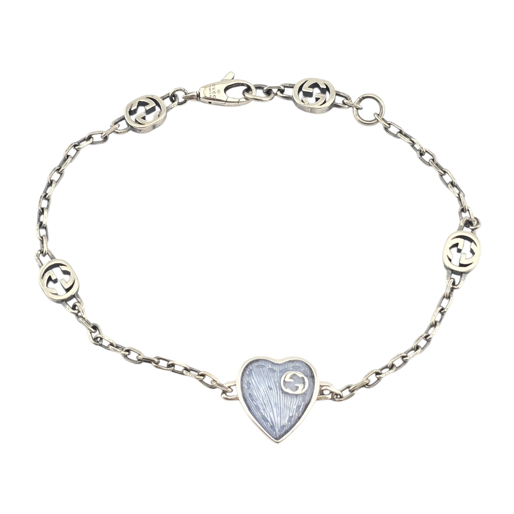 GUCCI Heart Interlocking G Silver Bracelet GUCCI
