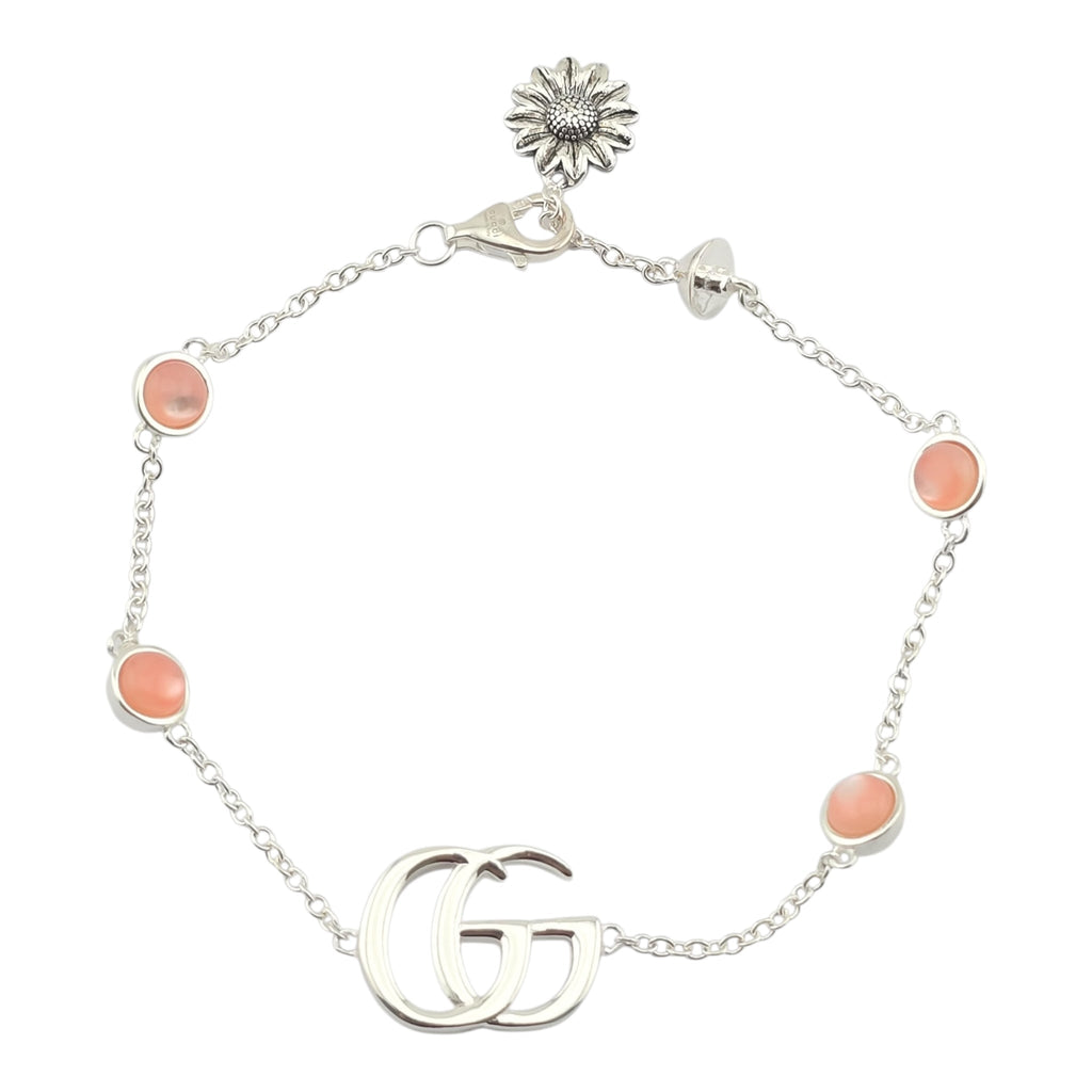 GUCCI GG Marmont Sterling Silver Pink Mother of Pearl Bracelet GUCCI