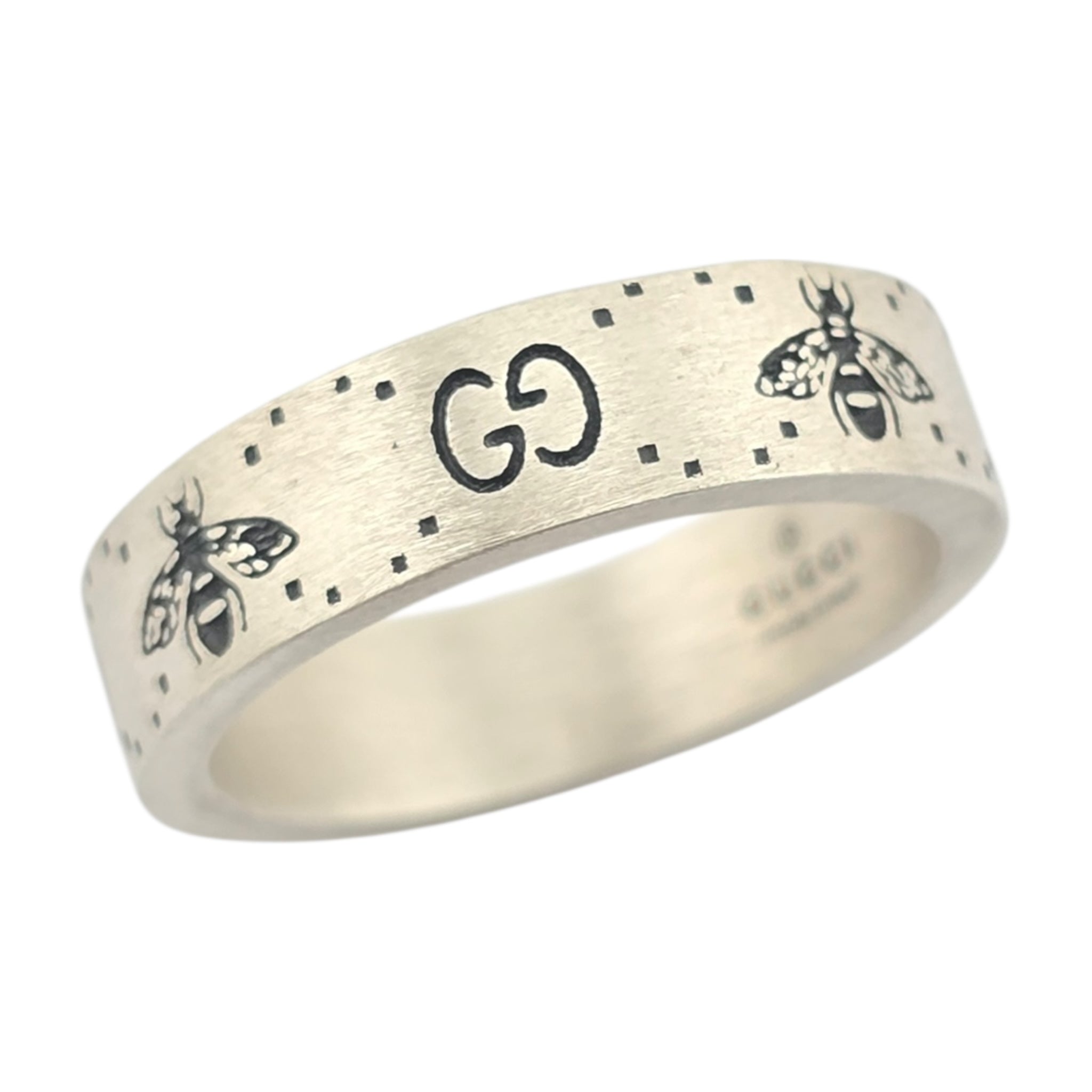 GUCCI GG Bee Motif 6mm Sterling Silver Ring GUCCI