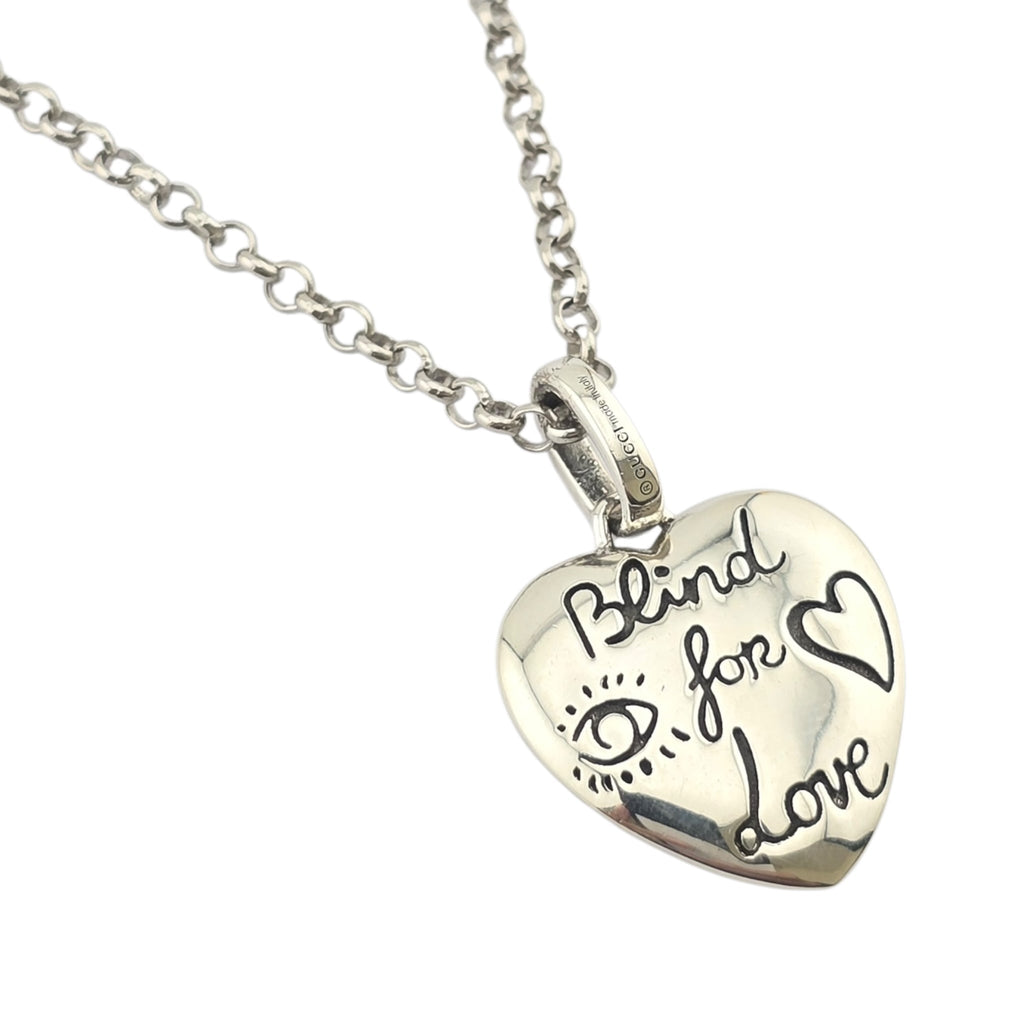GUCCI Blind For Love Heart Sterling Silver Necklace GUCCI