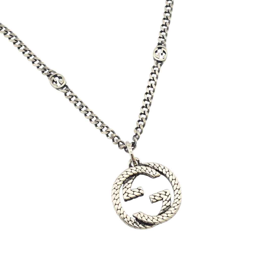 GUCCI GG Interlocking Silver Necklace 50cm GUCCI