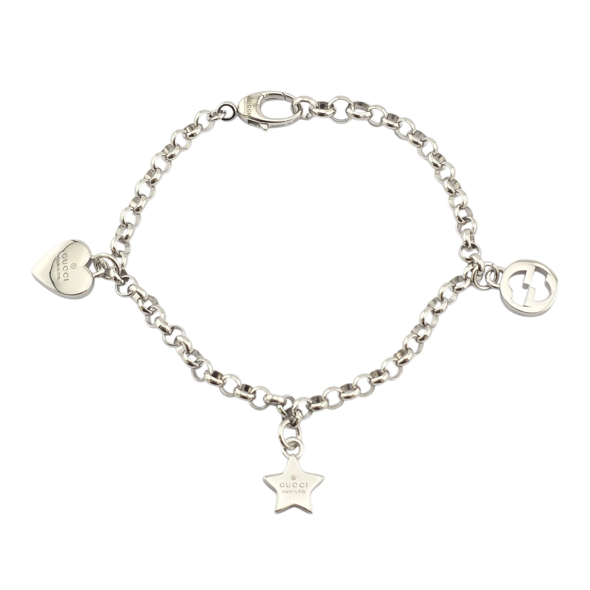 GUCCI GG Trademark Sterling Silver Charm Bracelet GUCCI