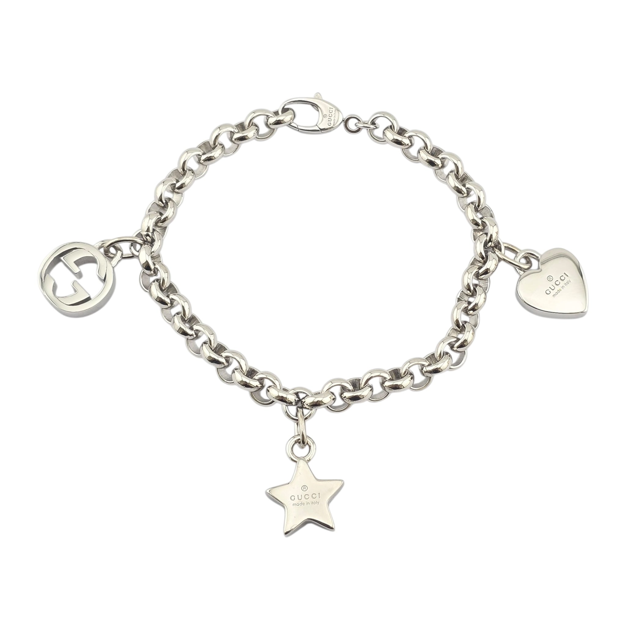 GUCCI Trademark GG Sterling Silver Charm Bracelet GUCCI
