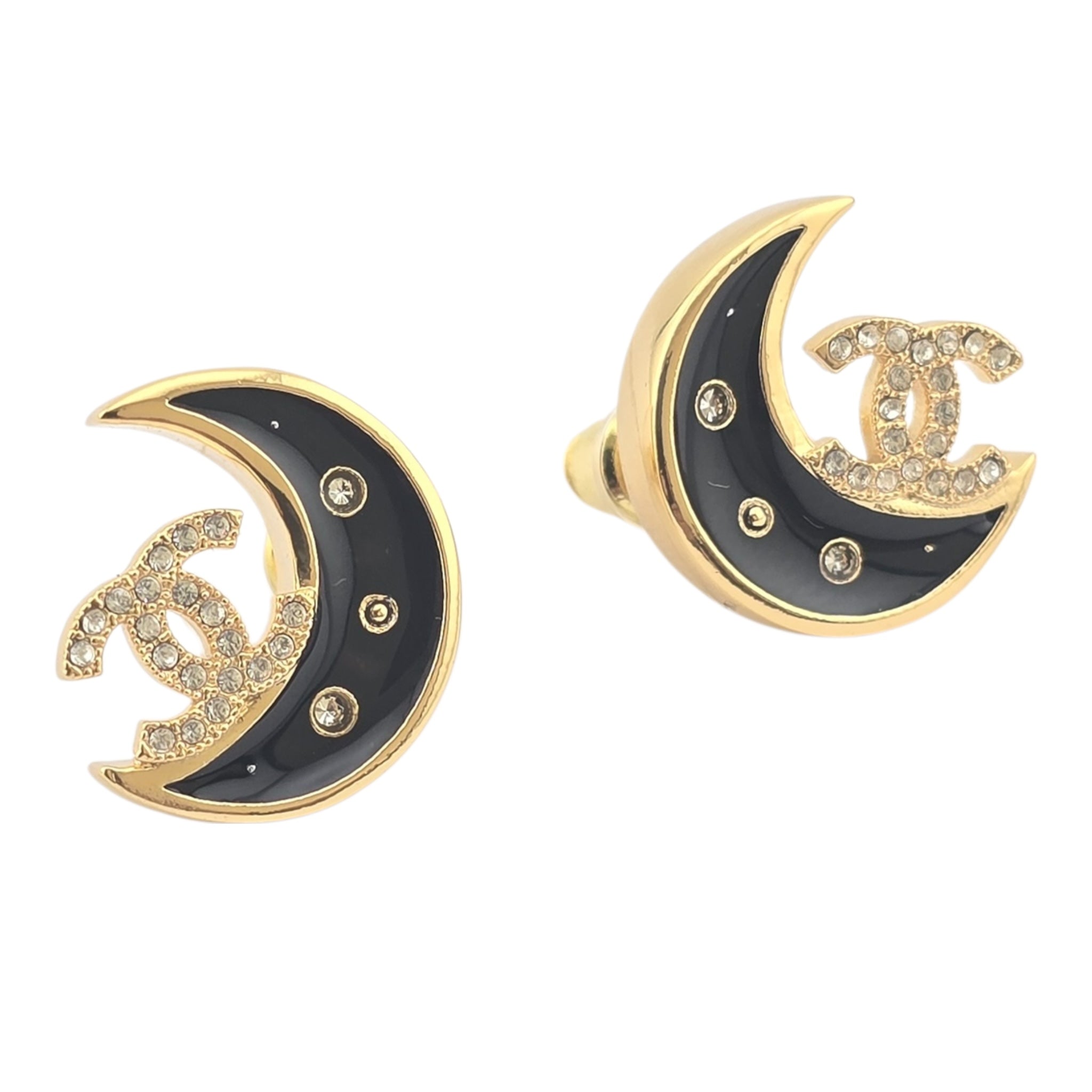 Chanel CC Black Gold Moon Earrings 2025 CHANEL