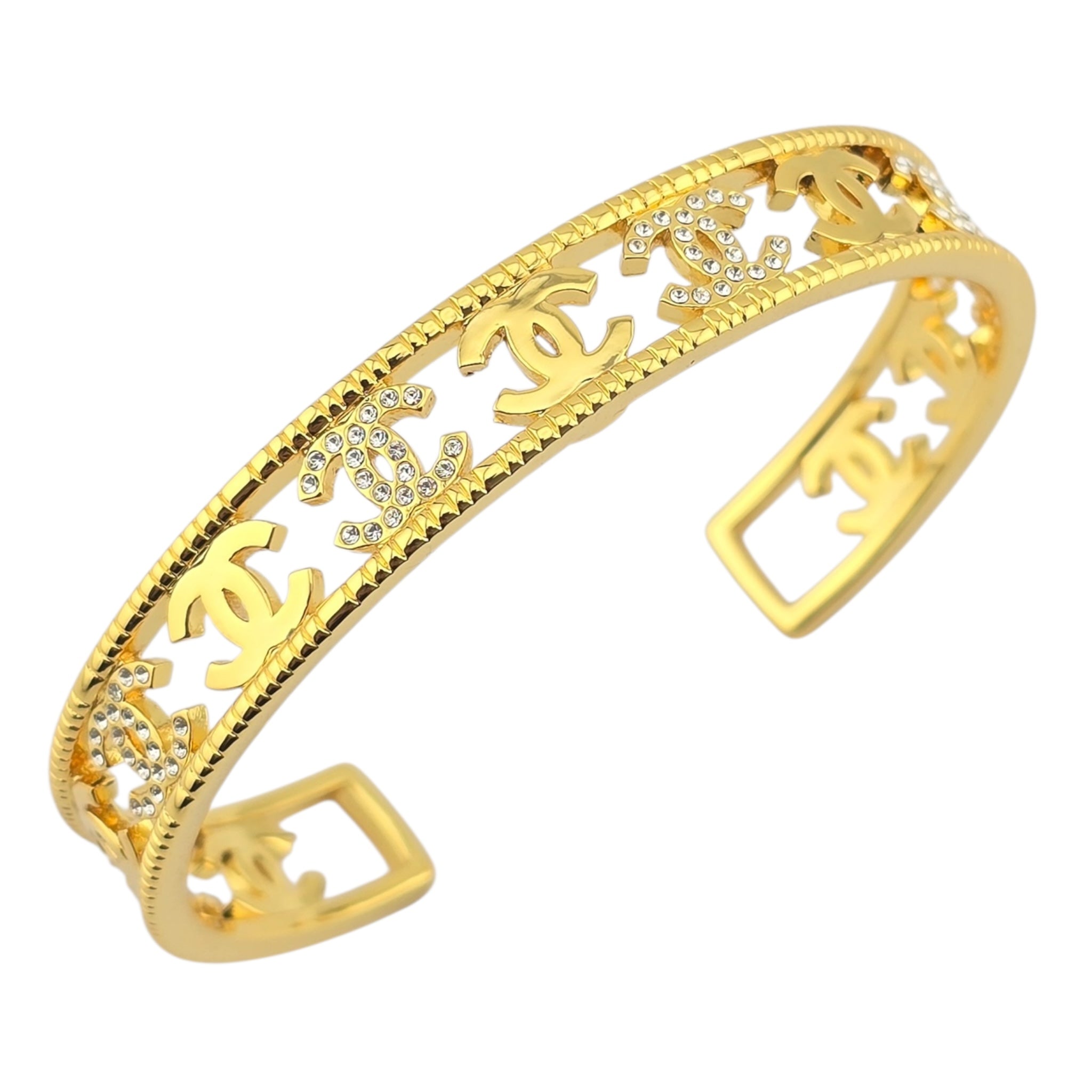 Chanel Crystal CC Gold Cuff Bracelet 2022 CHANEL