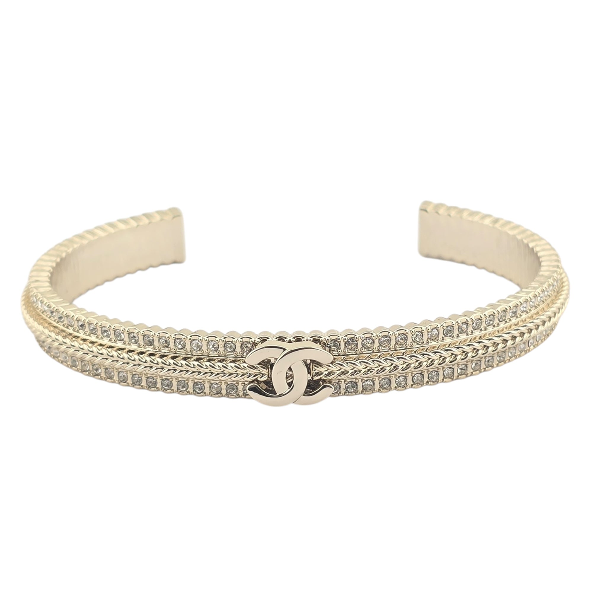 Chanel CC Crystal Gold Cuff Bracelet 2024 CHANEL