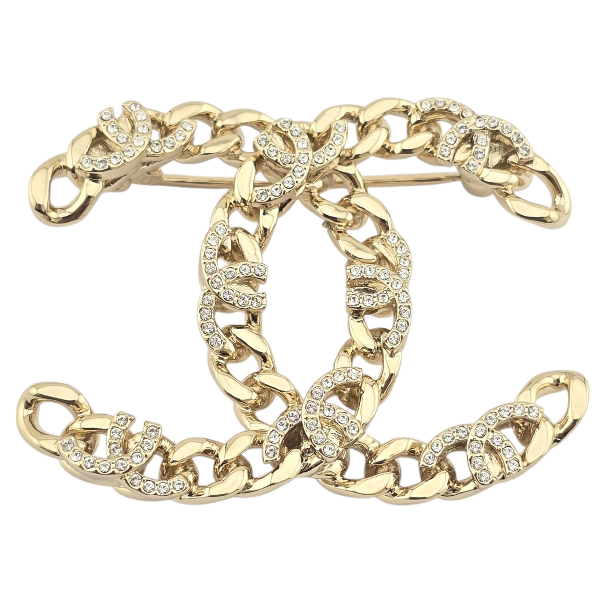Chanel CC Crystal Gold Brooch 2022 CHANEL